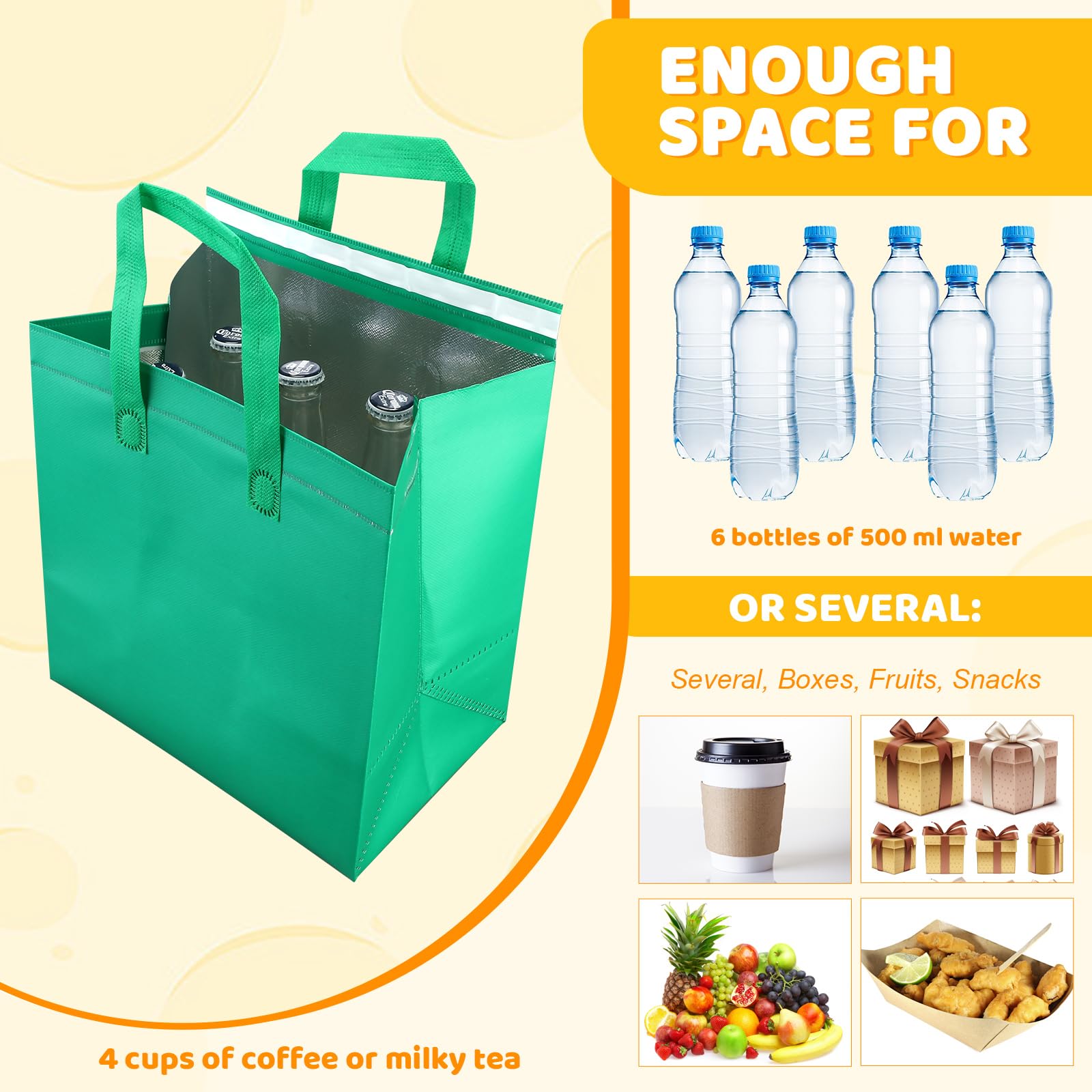 200 Pcs Insulated Take Out Bags Bulk - Thermal Food Delivery Bags 10.24x11.02x6.69 Inch for Grocery, Lunch, Hot & Cold Food - Disposable Shipping Cooler Bags (Colored) - Perfect for Restaurants, Catering & Meal Prep Services