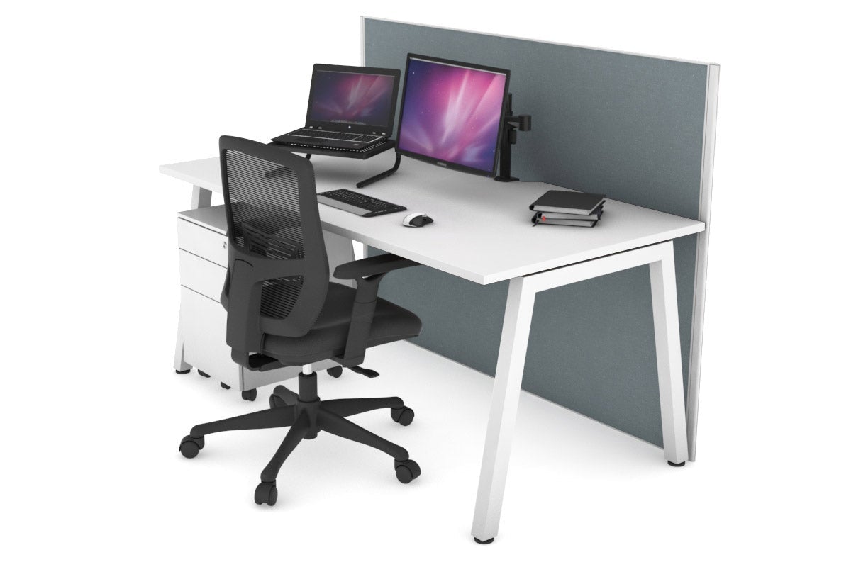 Horizon Quadro A Legs Office Desk - 1600L x 800W with Cable Management Scallop | Modern Workstation for Home Office, Study Room & Small Business Spaces