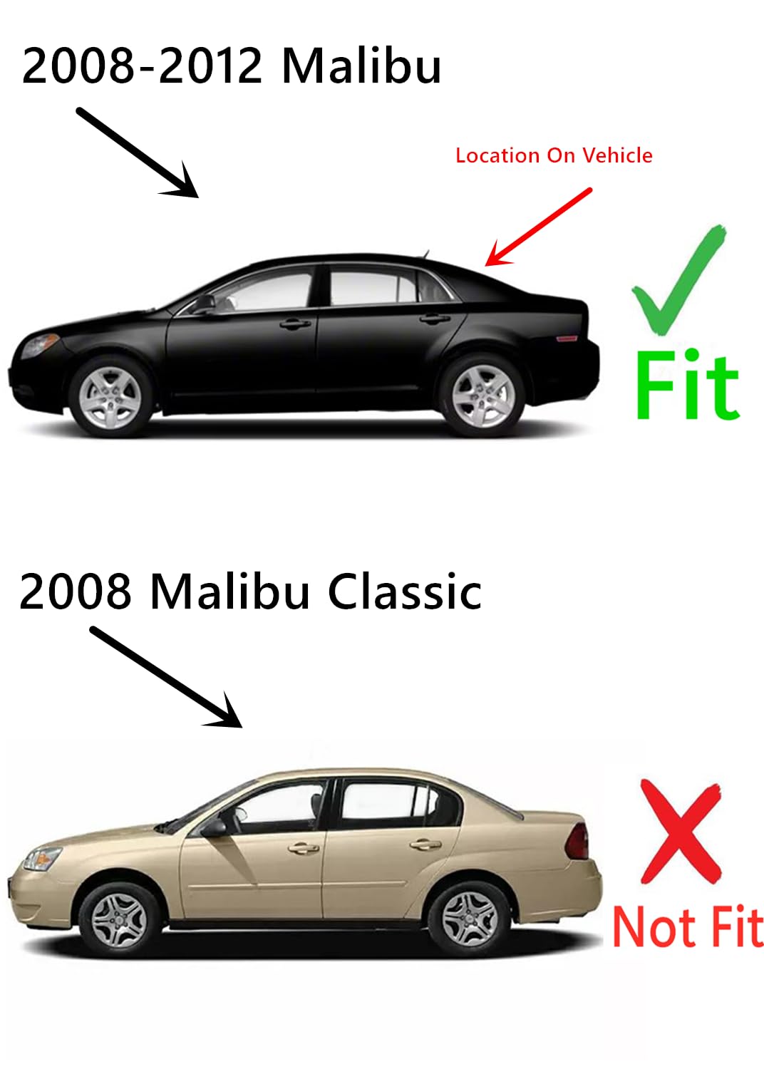 Heated Rear Window Glass Replacement for 2008-2012 Chevrolet Malibu (Excludes Malibu Classic) - Defrost Your Car Window in Winter & Improve Visibility