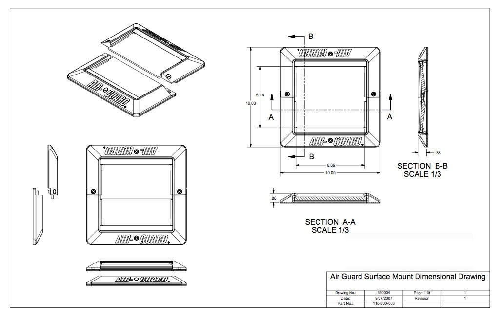 Air Guard Surface Mount 8x8 - Premium HVAC Vent Cover for Home & Office - Perfect for Ceiling, Wall, and Floor Ventilation Systems