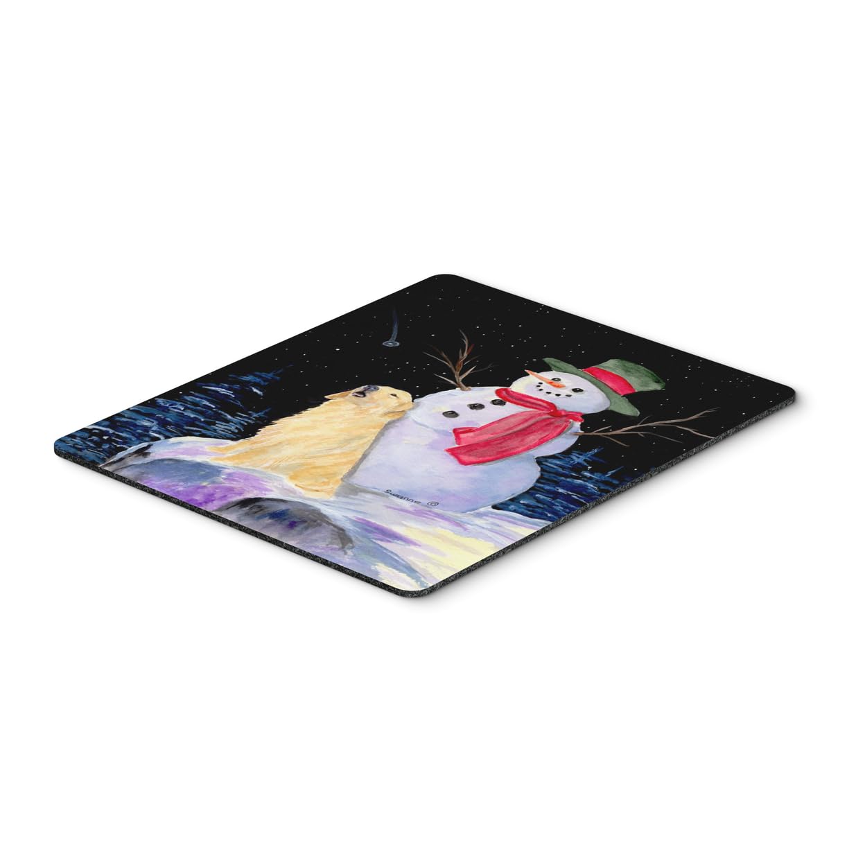 Snowman with Golden Retriever Mouse Pad - Non-Slip Large Desk Mat for Computer, Laptop & Gaming | Heat-Resistant Hot Pad & Trivet for Kitchen | Washable Office & Home Decor | Perfect for Winter Holidays & Cozy Workspaces