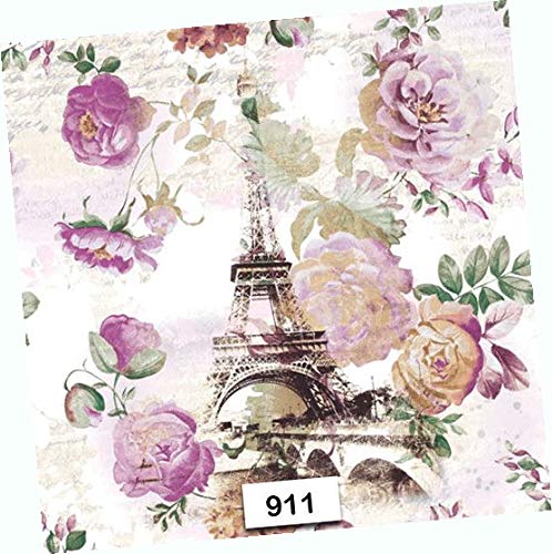 Elegant Parisian Floral Paper Napkins - 6.5