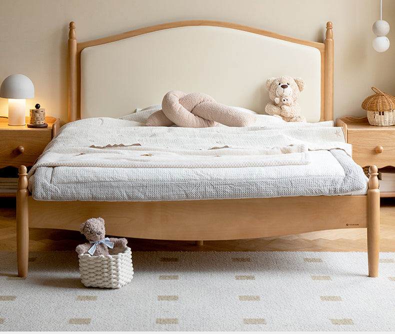 Solid Wood Princess Bed - Beech & Oak Wooden Toddler Bed for Girls - Perfect for Kids' Bedrooms, Nursery, and Playroom Decor