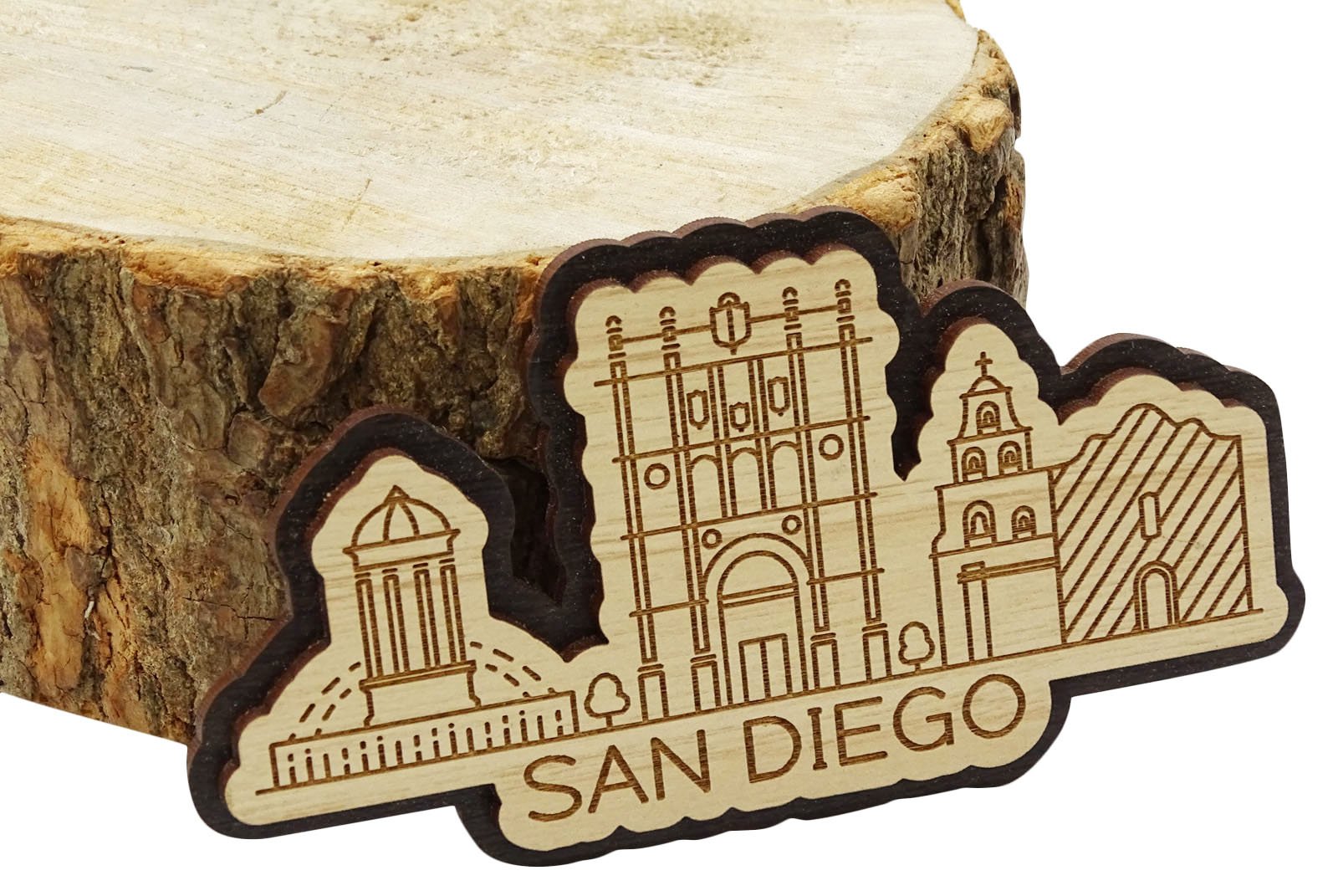San Diego California Wooden Engraved Fridge Magnet - Souvenir Gift for Travelers & Collectors - Perfect for Refrigerators, Lockers & Office Decor