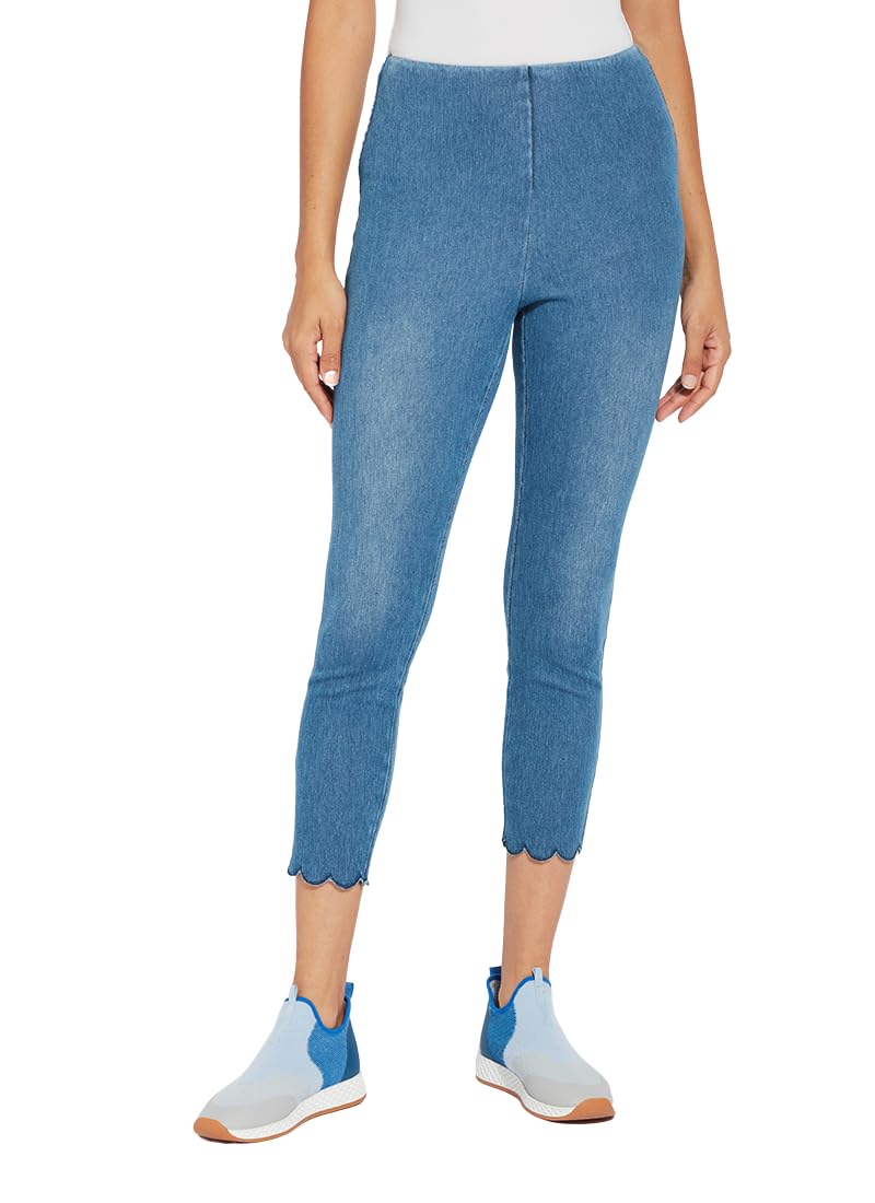 Lyssé Scallop Ankle Jeans for Women - Stretchy Cropped Denim Pants with Single Layer Scallop Hem | Perfect for Casual Outfits, Date Nights & Spring/Summer Fashion