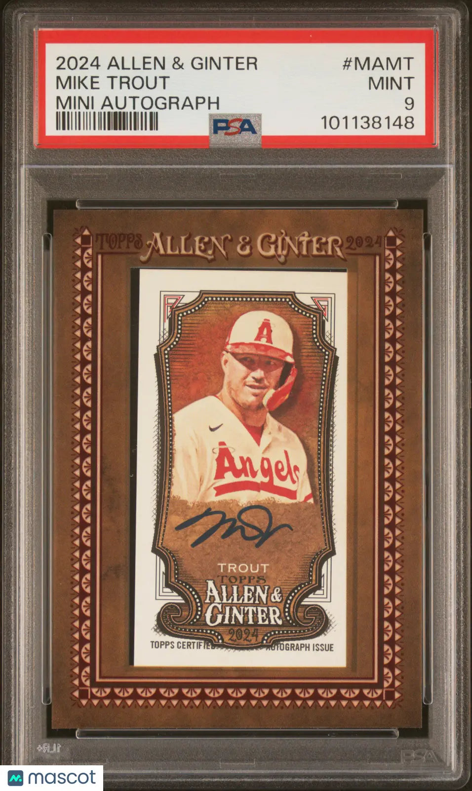 2024 Topps Allen & Ginter Mini Baseball Card - Mike Trout Autograph Auto PSA 9 Graded - Rare Collectible for Baseball Fans & Sports Memorabilia Display