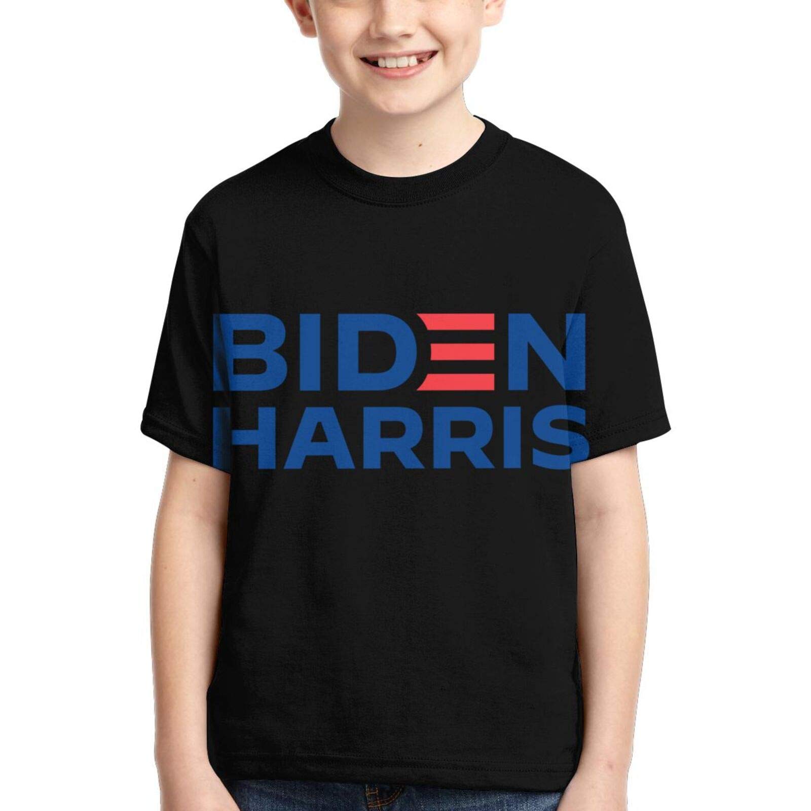 Biden 3D Printed Crew Neck T-Shirt for Teen Boys - Fashion Short Sleeve Black Cotton Shirt - Perfect for School, Casual Wear & Political Events