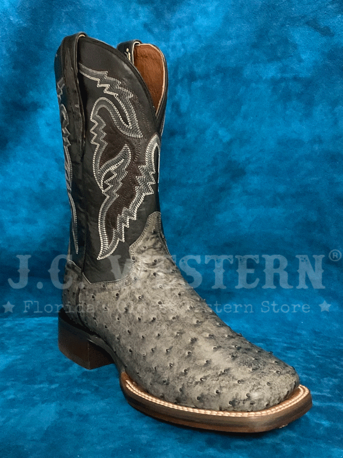 Dan Post DP5013 Men's ALAMOSA Square Toe Cowboy Boots - Genuine Ostrich Leather, Grey - Perfect for Western Wear, Rodeo & Country Fashion