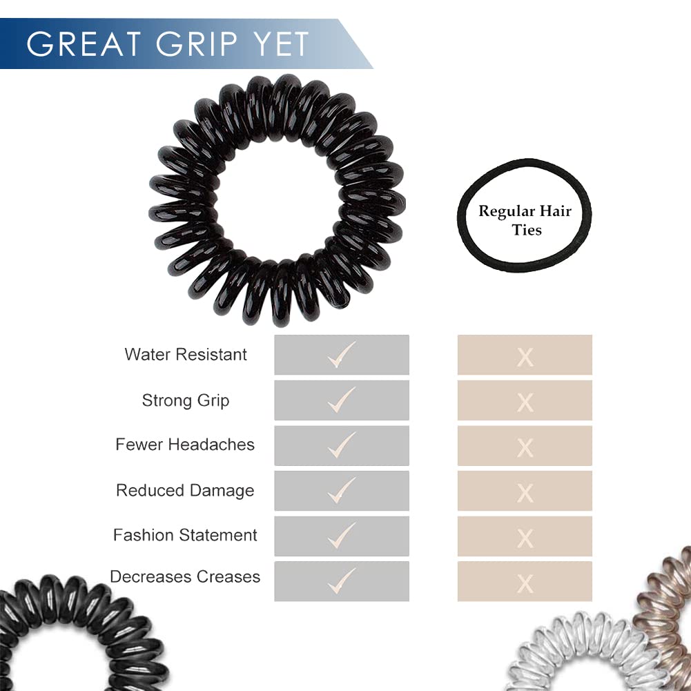 ZIBUYU® Spiral Hair Ties for Women & Girls - 9 Pack Coil Ponytail Holders, Soft Elastic Hair Bands & Stylish Scrunchies - Perfect for Workouts, Yoga, School & Everyday Hairstyles
