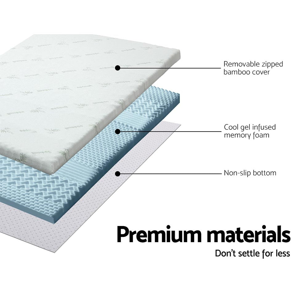 7-Zone Cooling Gel Memory Foam Mattress Topper with Breathable Bamboo Cover - 5cm Thick King Size for Back Pain Relief & Pressure Point Support - Perfect for Hot Sleepers, Side Sleepers & Couples