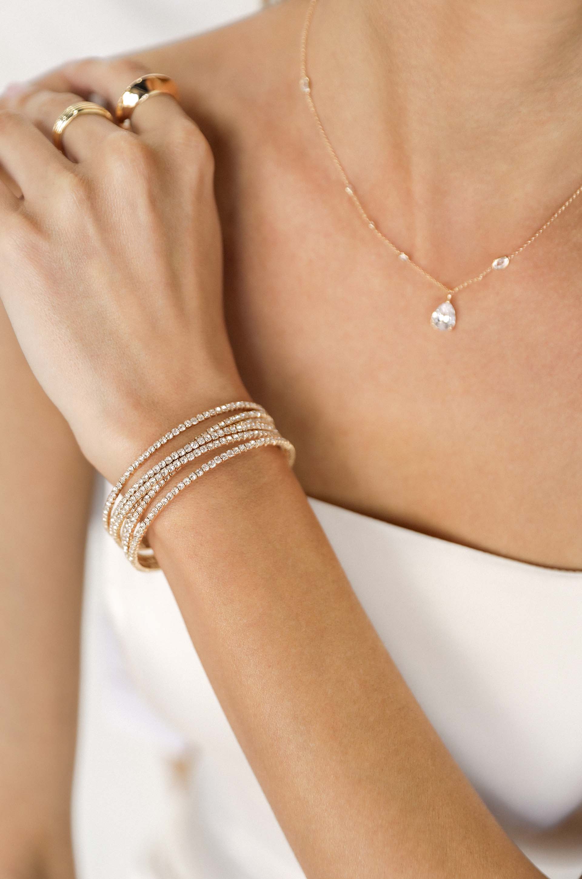 Elegant Crystal Strand Cuff Bracelet for Women - Sparkling Fashion Jewelry for Parties, Weddings & Special Occasions