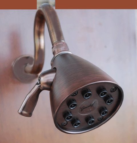 8-Jet Giessdorf Shower Head with High Rise Arm - Oil Rubbed Bronze Finish for Luxurious Spa-Like Bathroom Experience