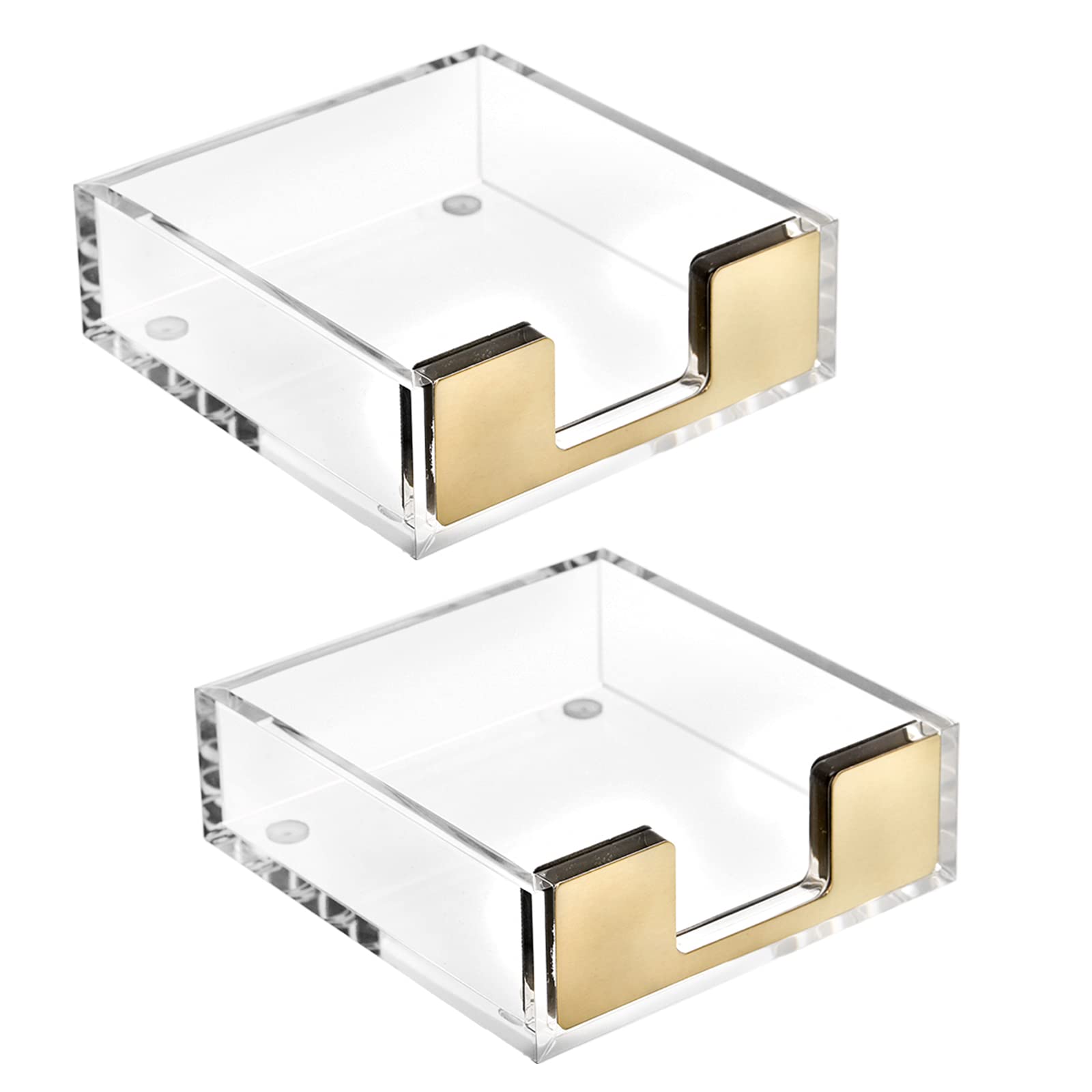 TOPZEA 2 Pack Clear Acrylic Sticky Note Holder - Modern Memo Pad Dispenser & Desk Organizer for Office, School, Home - Perfect for Notes, Reminders & Task Management