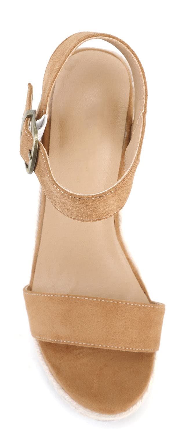 Women's Platform Wedge Sandals with Ankle Strap - Open Toe Summer Casual Straw Woven Shoes for Beach, Vacation & Everyday Wear