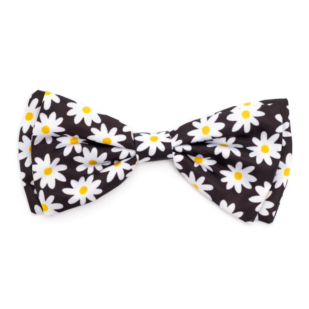 Elegant Black Lazy Daisy Bow Tie for Men - Classic Silk Necktie for Weddings, Prom & Formal Events