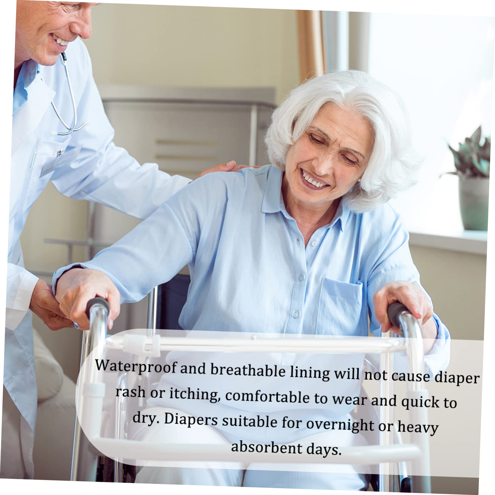 GLEAVI 8 Pack Washable Adult Diapers for Men & Women - Reusable Incontinence Underwear for Elderly & Seniors - Comfortable & Absorbent for Day & Night Use at Home or Travel