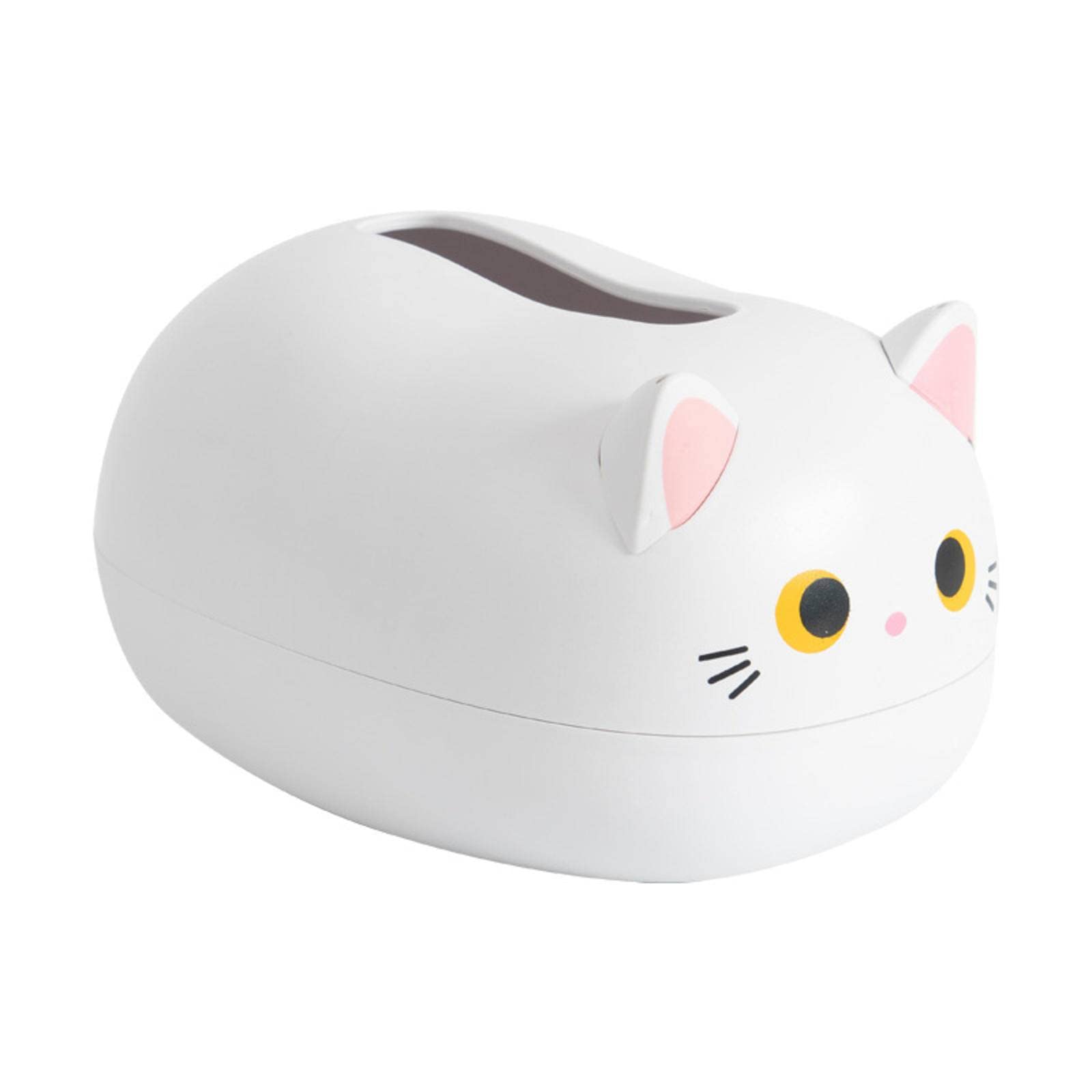 SAXTZDS Cat Tissue Box Holder - Multifunctional Paper Extraction Box with Hidden Cat Ears, Toothpick Bottle & Home Decor for Living Room, Restaurant, Tea House (Black & White)