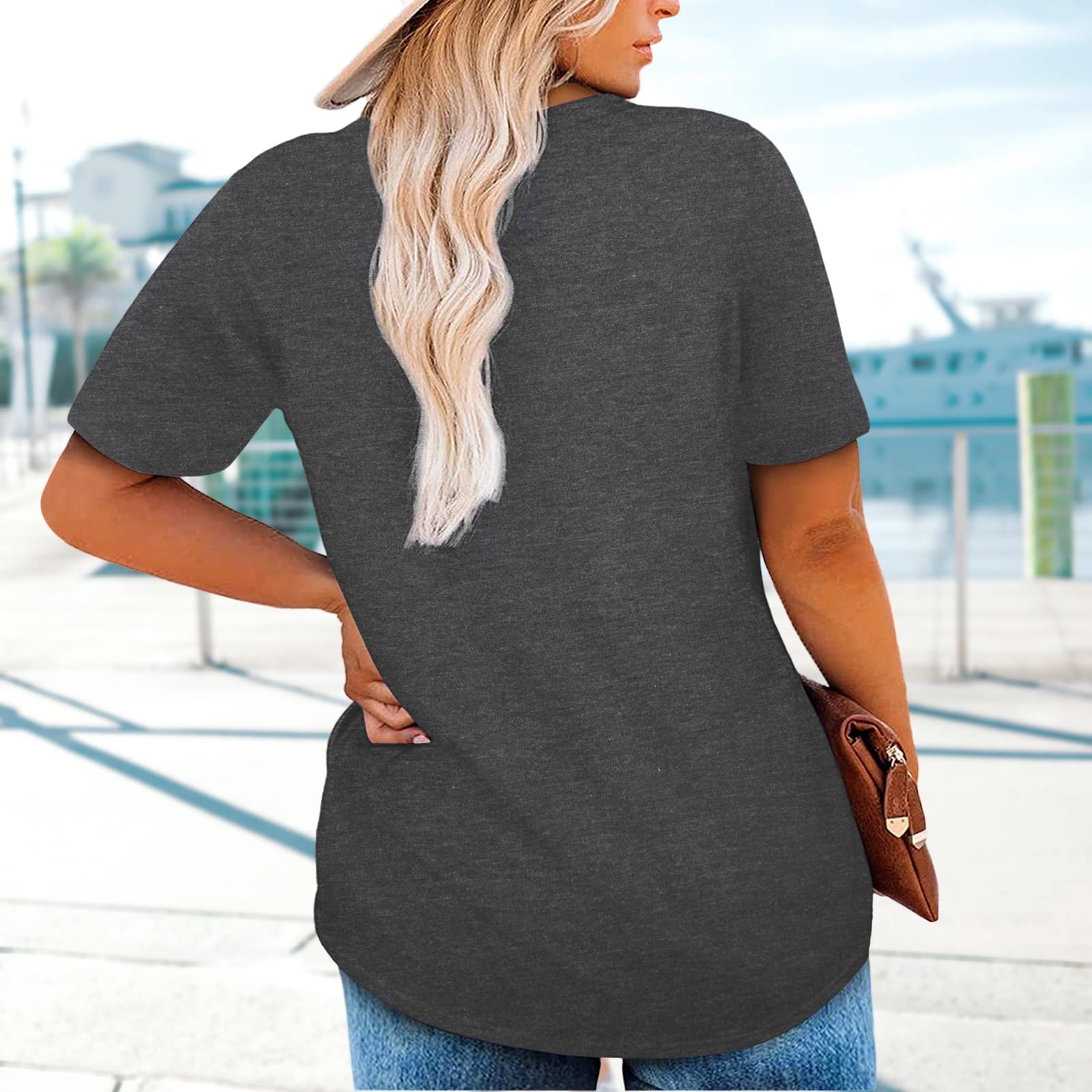 HDLTE Women's Plus Size Casual Short Sleeve Graphic T-Shirt - Oversized Comfort Fit Tee for Everyday Wear, Lounge & Street Style