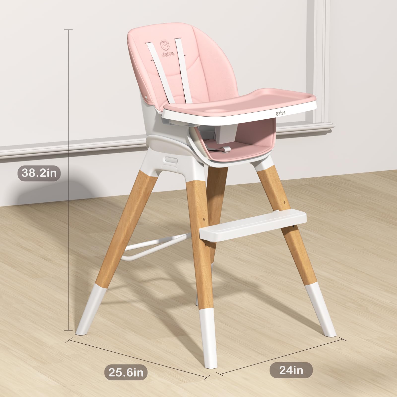 8-in-1 Convertible Wooden Baby High Chair with Tray - Adjustable Toddler Feeding Chair, Booster Seat & Learning Table - Easy to Clean, Space-Saving Design - Perfect for Dining, Homeschooling & Family Time