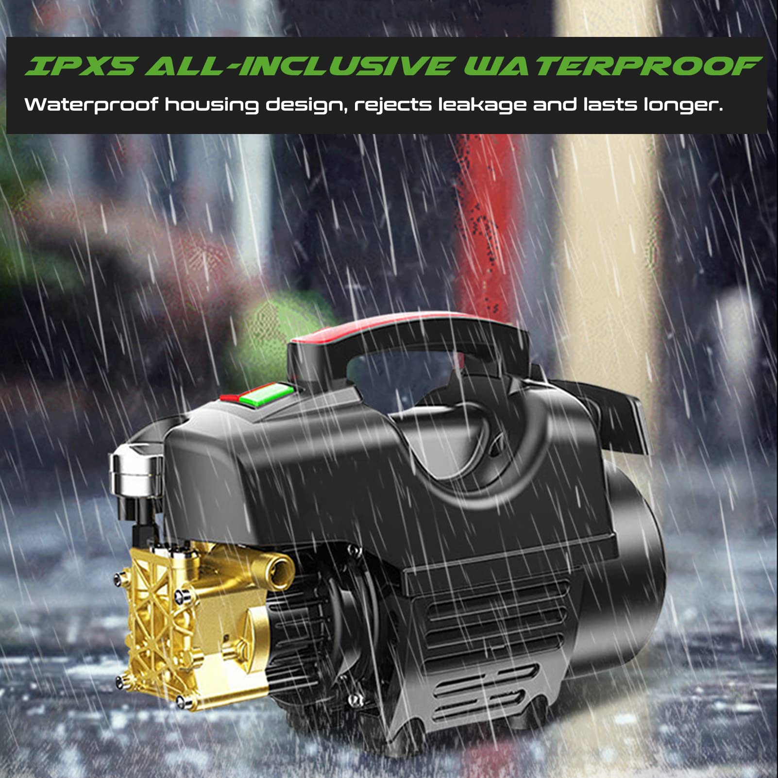2800W High Power Electric Pressure Washer - 2600 PSI Max, 1.7 GPM with Detachable Spray Gun & Soap Tank - IPX5 Waterproof - 10m Hose - Perfect for Car Washing, Garden Cleaning, Home Maintenance and Driveway Cleaning