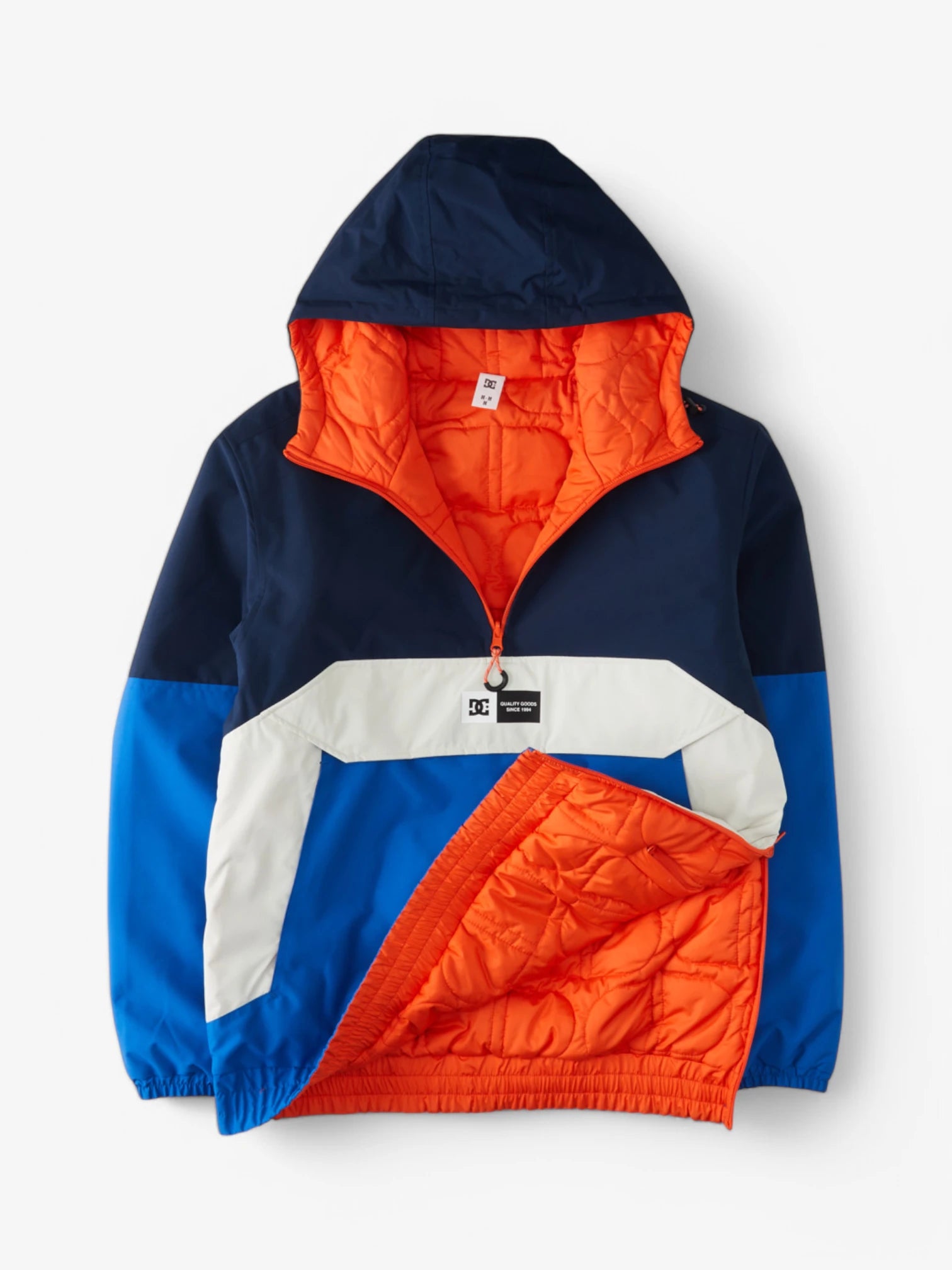 DC Snow Nexus Anorak Jacket - Blue, White & Orange - Waterproof Winter Coat for Men & Women - Perfect for Skiing, Snowboarding & Outdoor Adventures