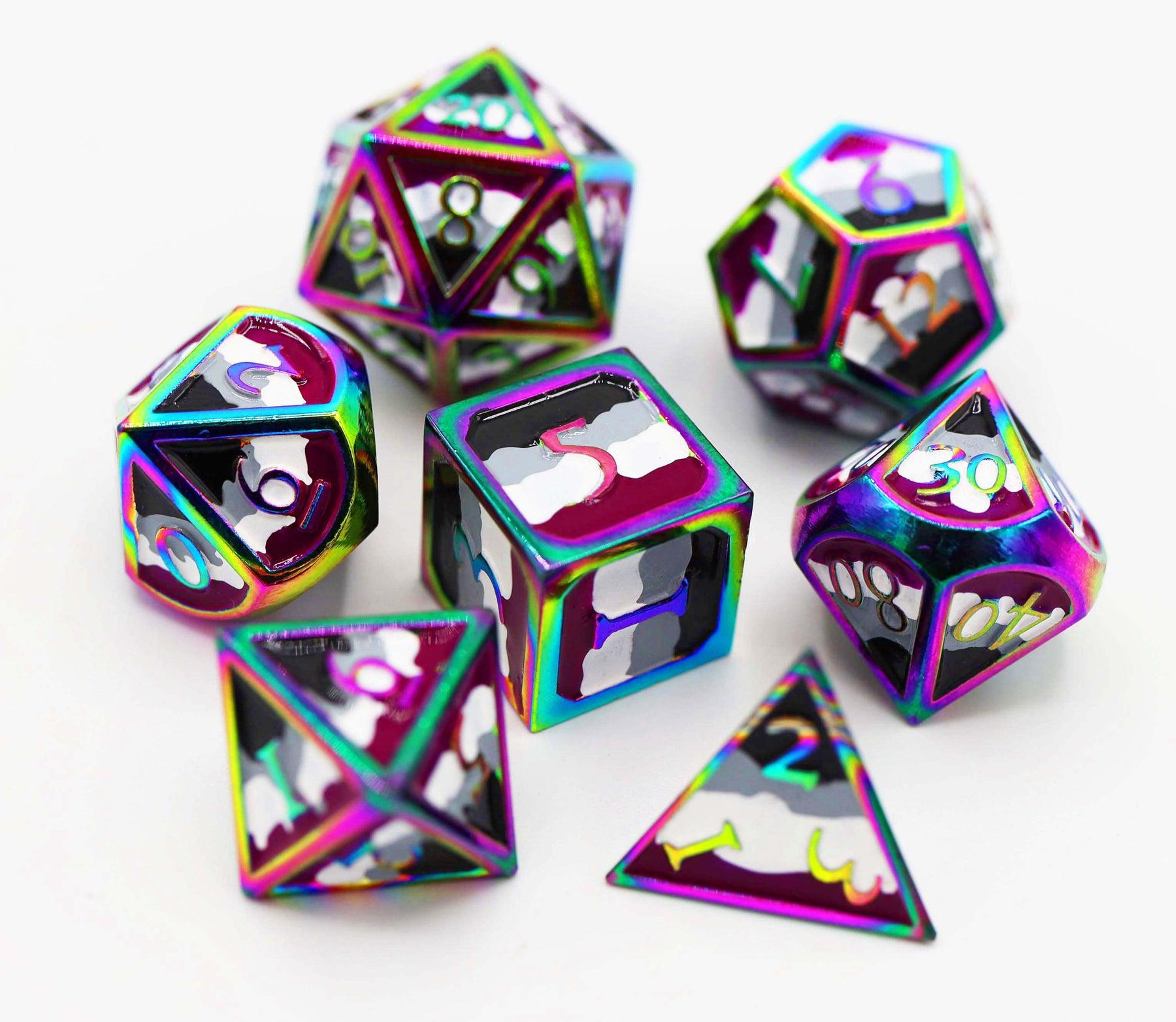 Asexual Pride Flag - 7 Piece Metal Die Set for RPG & Tabletop Games - Perfect for D&D, Pathfinder, and LGBTQ+ Pride Events