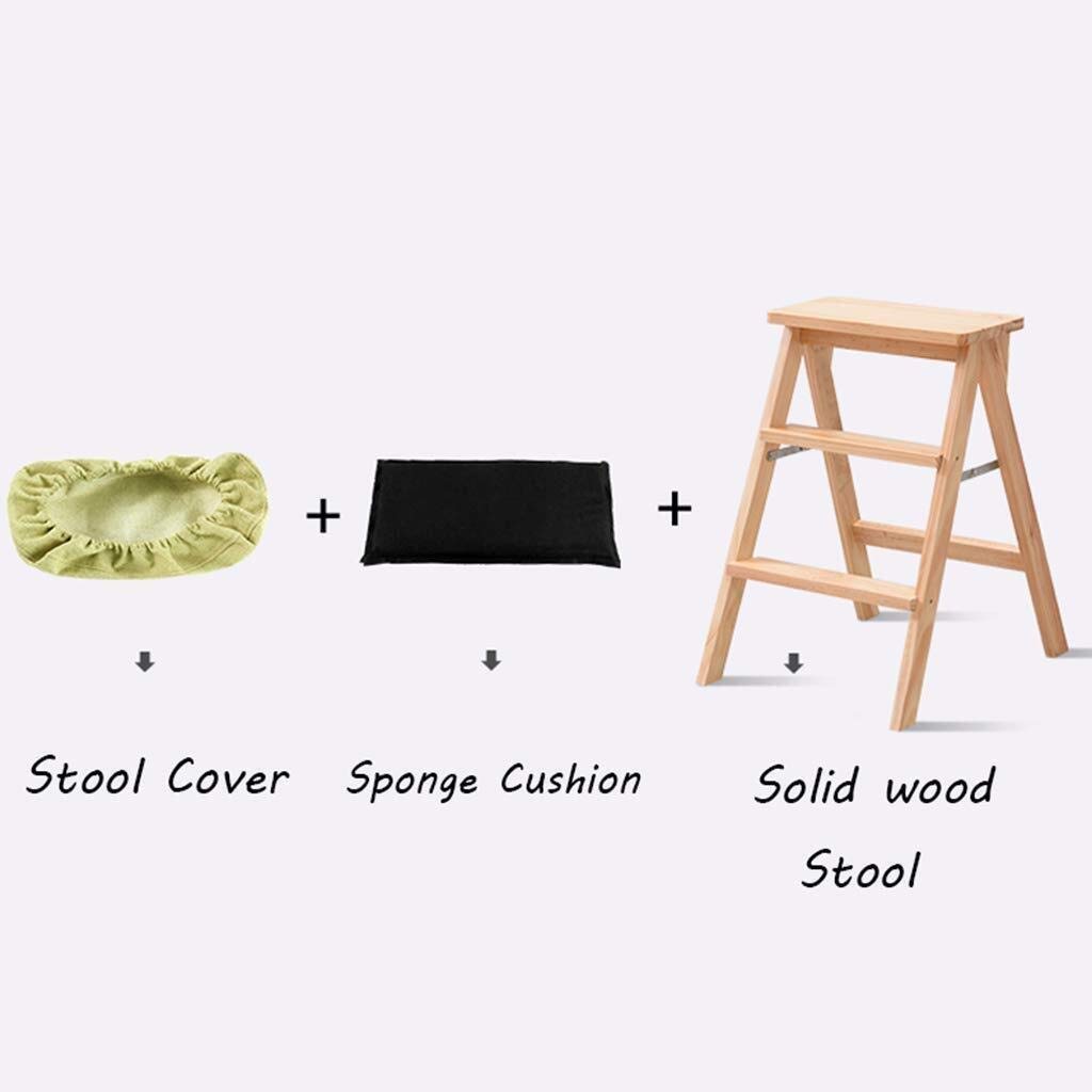 KAZUP 3-Step Foldable Step Stool, Portable Ladder Stool for Kitchen, Office, and Home Use - Non-Slip, Space-Saving, Multifunctional Brown Step Stool for Adults & Kids - Perfect for Reaching High Shelves and Storage