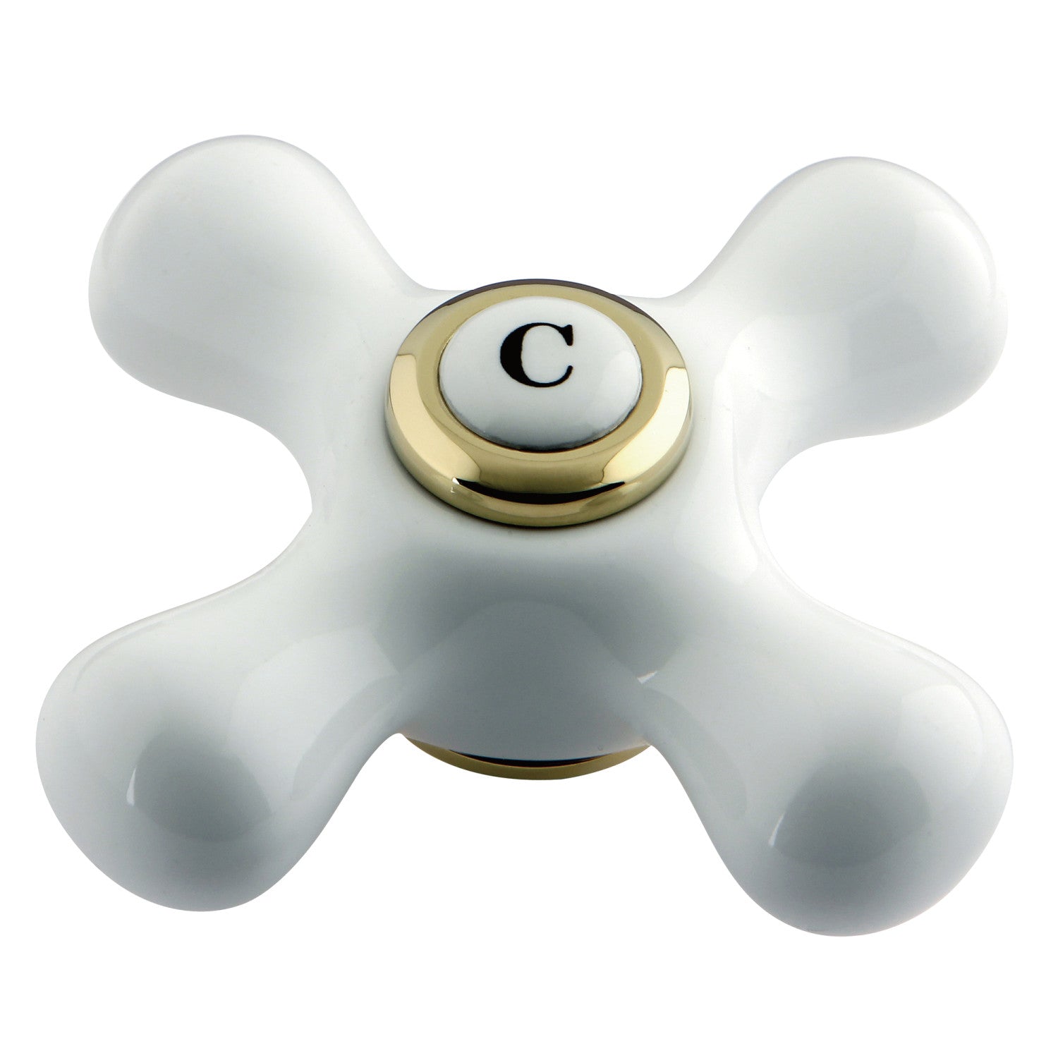 Vintage Aqua AECX2C Porcelain Cross Handle Faucet - Polished Brass Finish for Bathroom & Kitchen Sink - Perfect for Classic & Retro Home Decor