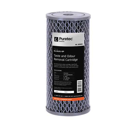 Puretec ML10LD2 DP 20 LD Large Diameter Multi-Purpose Carbon Filter Cartridges for Water Filtration Systems - Perfect for Home, Commercial and Industrial Water Purification