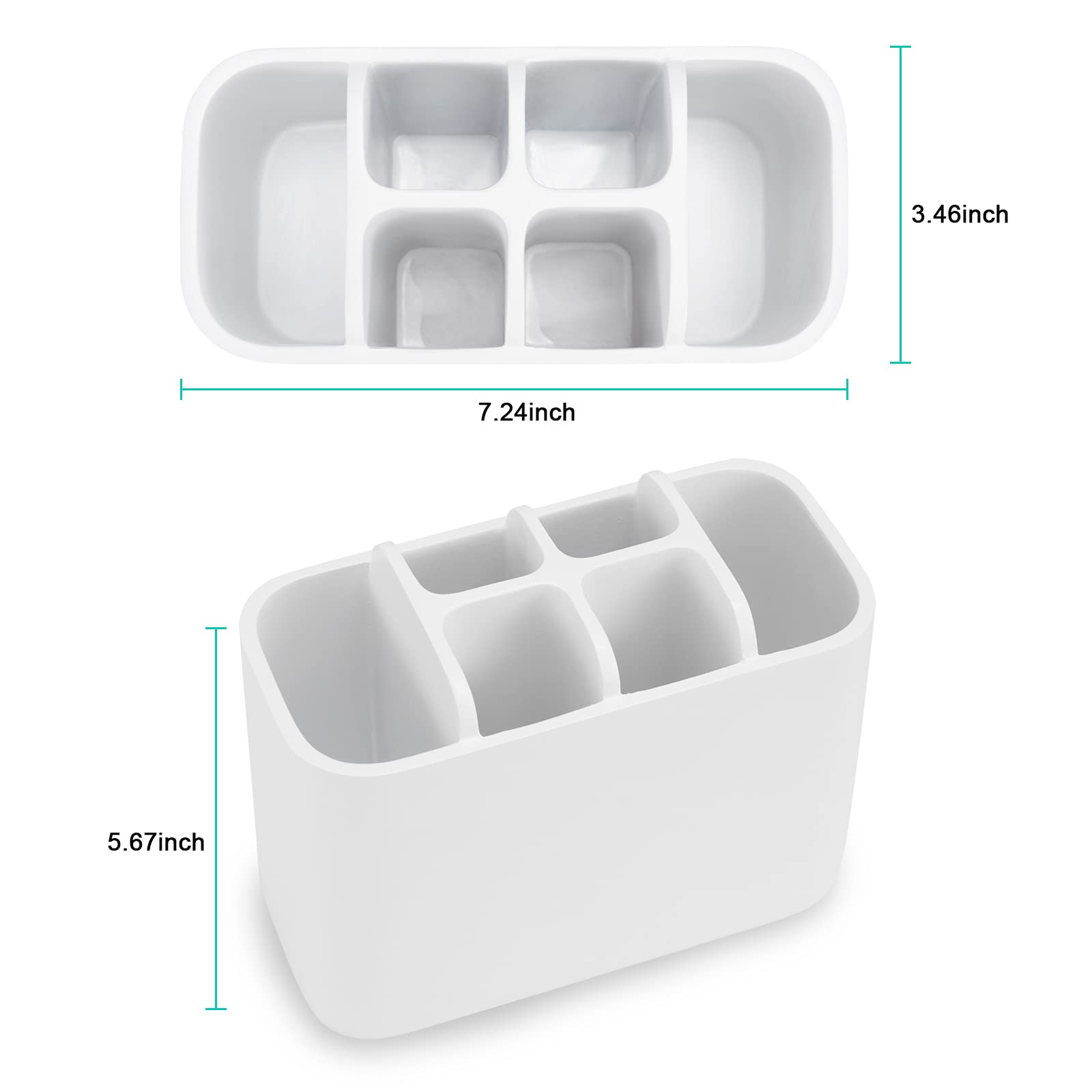 White Resin Toothbrush Holder & Organizer for Bathroom - Perfect for Toothbrushes, Makeup Brushes, and Cosmetics Storage | Compact & Stylish Bathroom Countertop Organizer