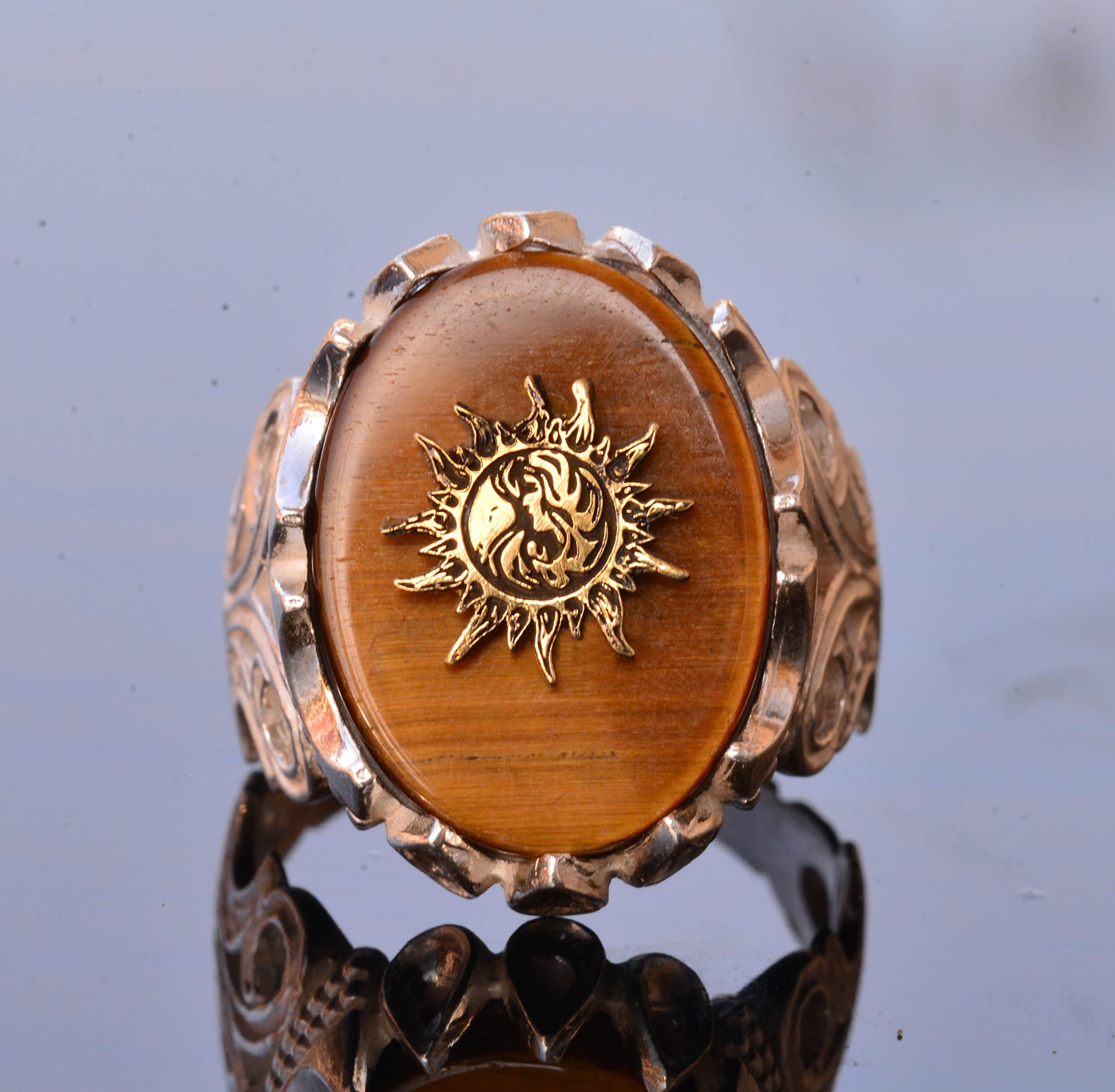 925K Sterling Silver Men's Ring with Natural Tiger Eye Gemstone - Elegant Signet Ring for Men - Perfect for Weddings, Gifts & Everyday Wear