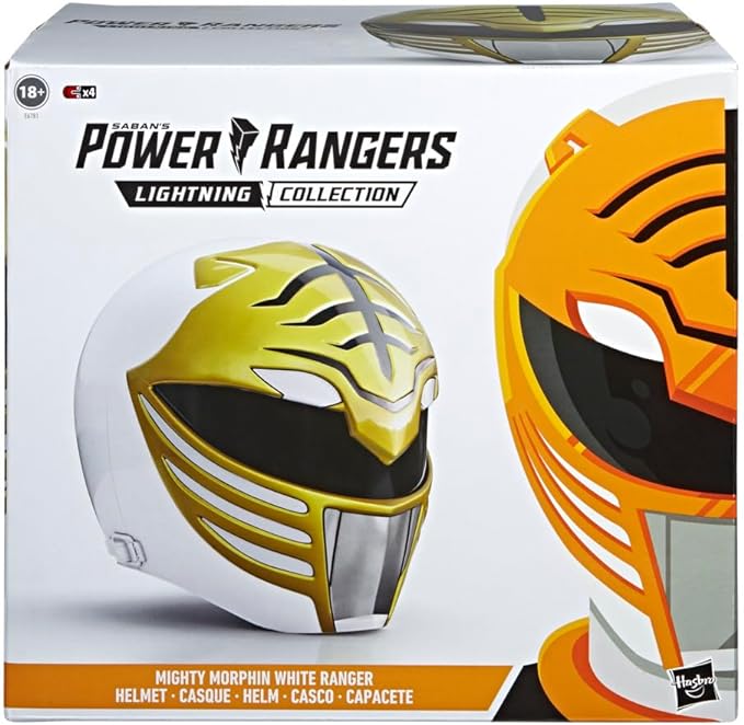 Power Rangers Lightning Collection Mighty Morphin White Ranger Helmet - Premium Collectible Cosplay & Display Piece for Fans and Enthusiasts