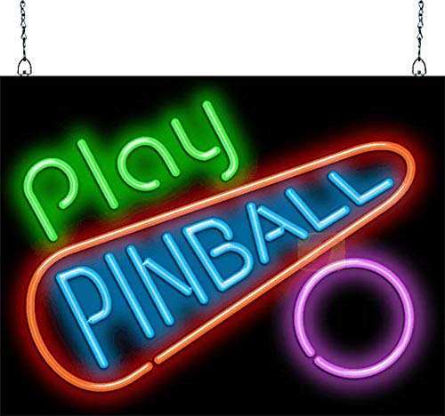 Vintage Style Play Pinball Neon Sign - Retro Arcade Game Room Decor for Home Bar, Man Cave, or Gaming Lounge