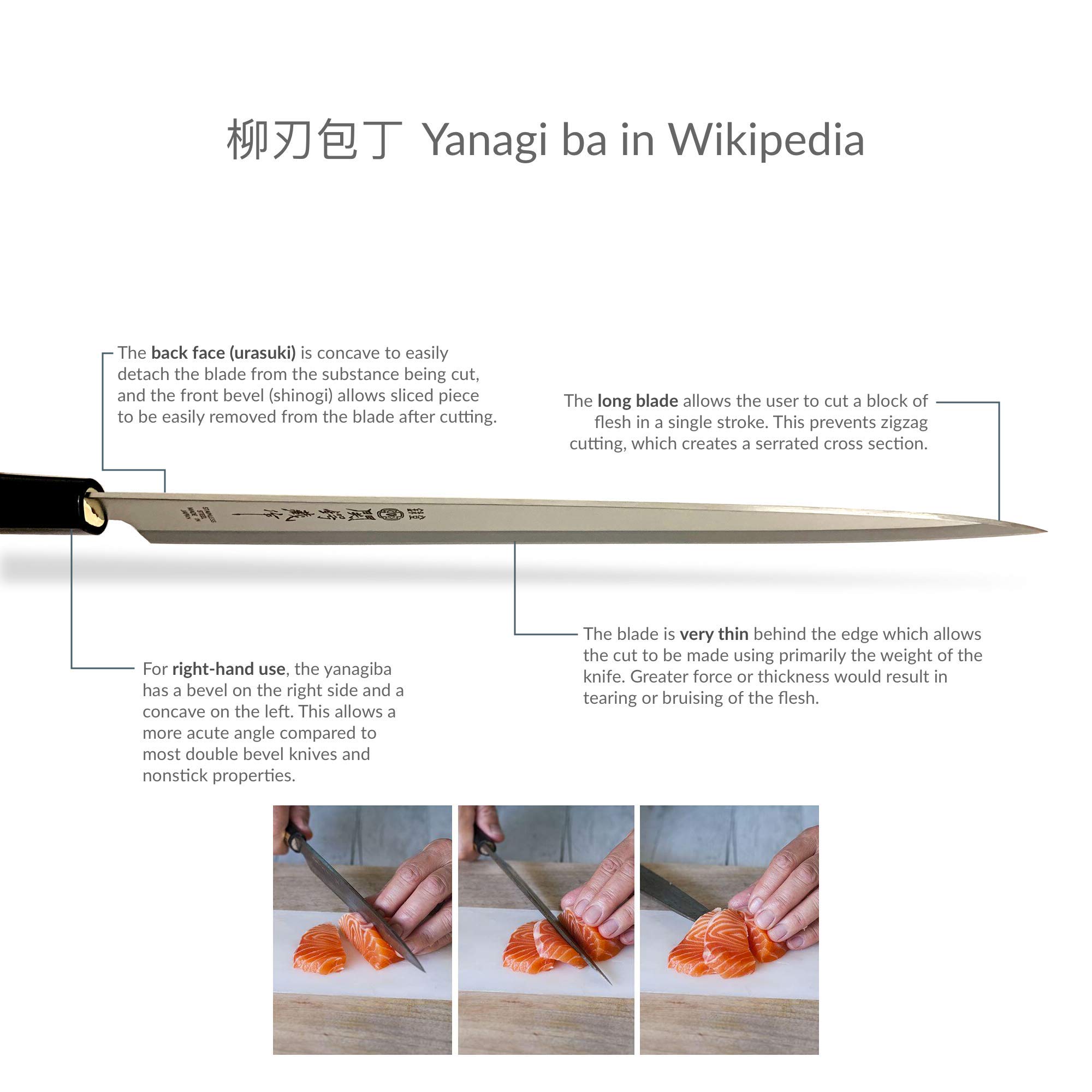 Premium Japanese Stainless Steel Sushi & Sashimi Knife - Professional Chef Grade Kitchen Tool for Slicing Raw Fish, Making Rolls & Asian Cuisine