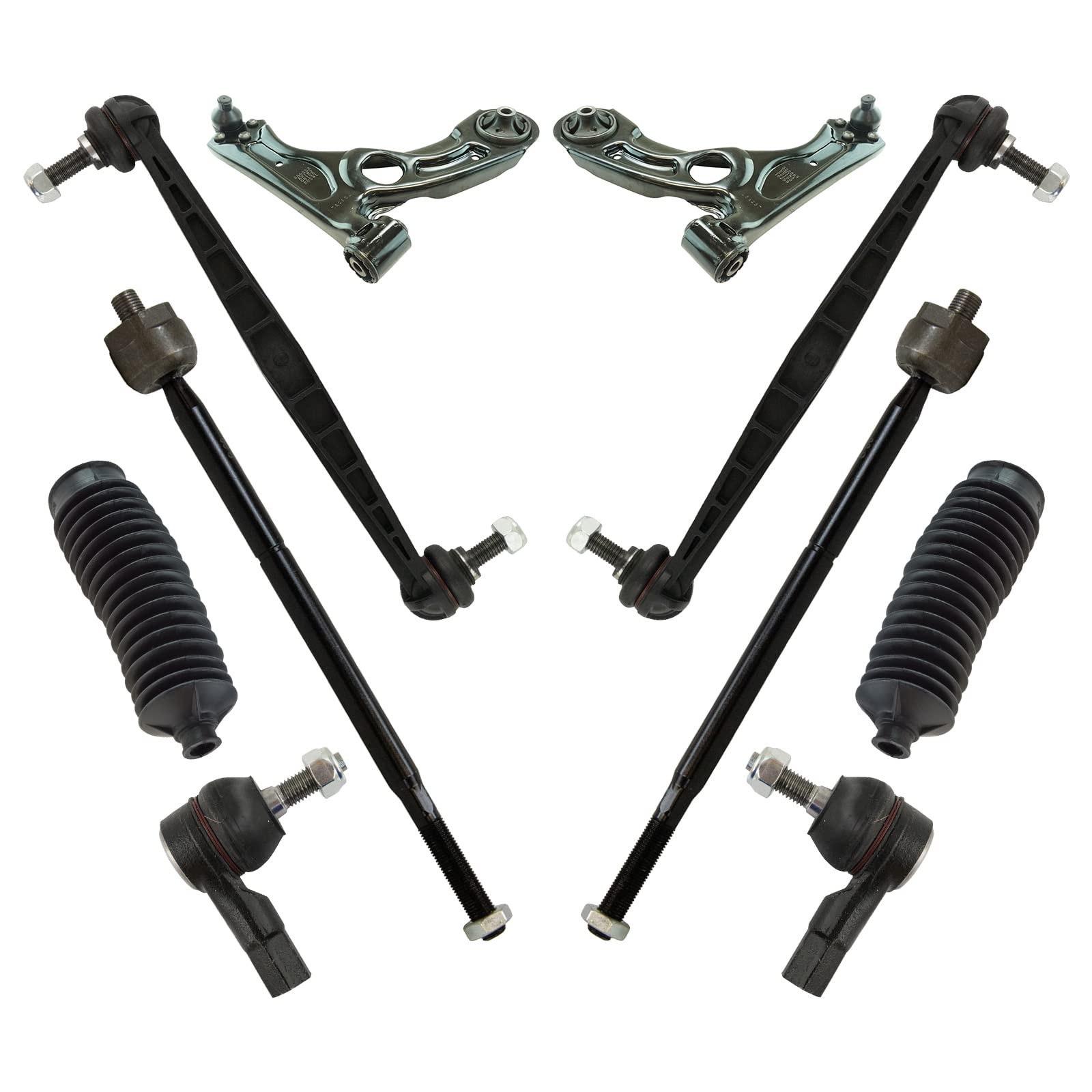 TRQ Front Steering & Suspension Kit - Control Arm with Ball Joint, Steering Rack & Pinion, Bellow, Sway Bar Stabilizer Link, Tie Rod - Compatible with 2012-2020 Chevrolet Sonic - Perfect for Smooth Ride & Enhanced Vehicle Control