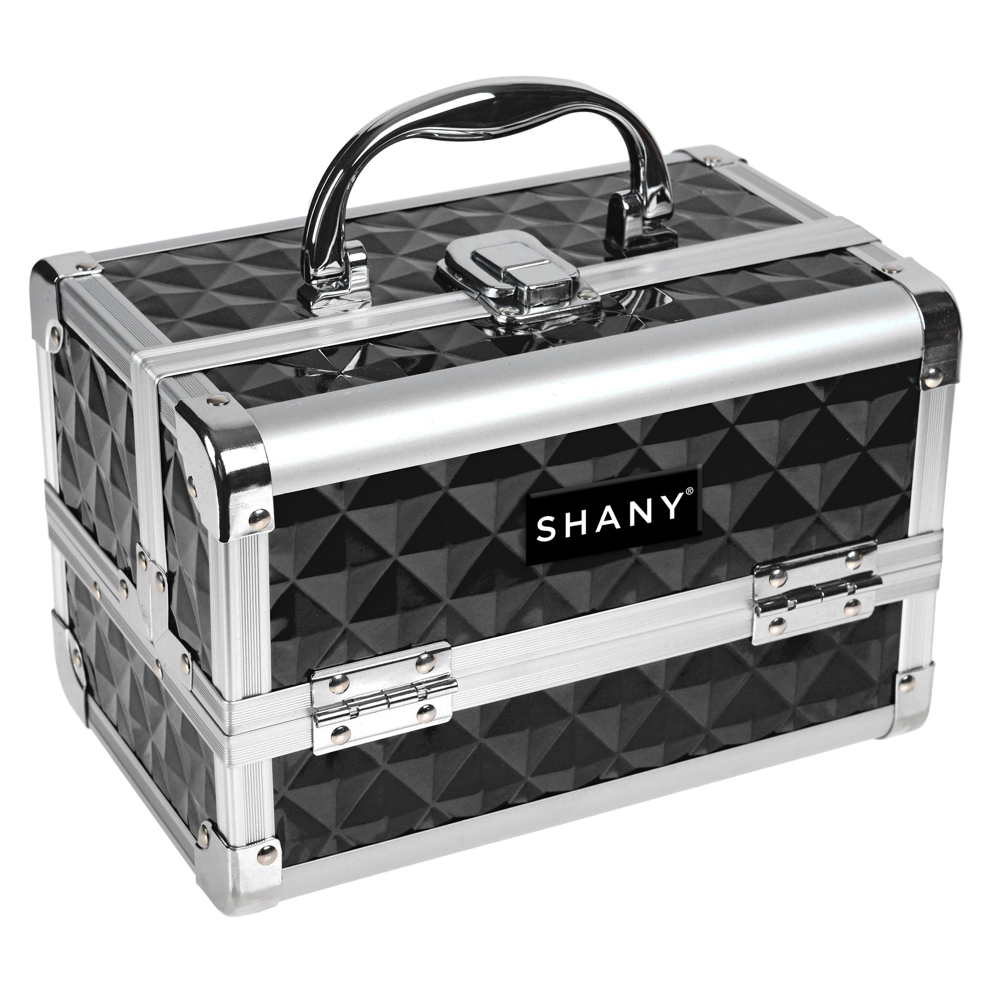 SHANY Portable Makeup Train Case with Mirror & Locks - Beauty Organizer for Travel & Storage