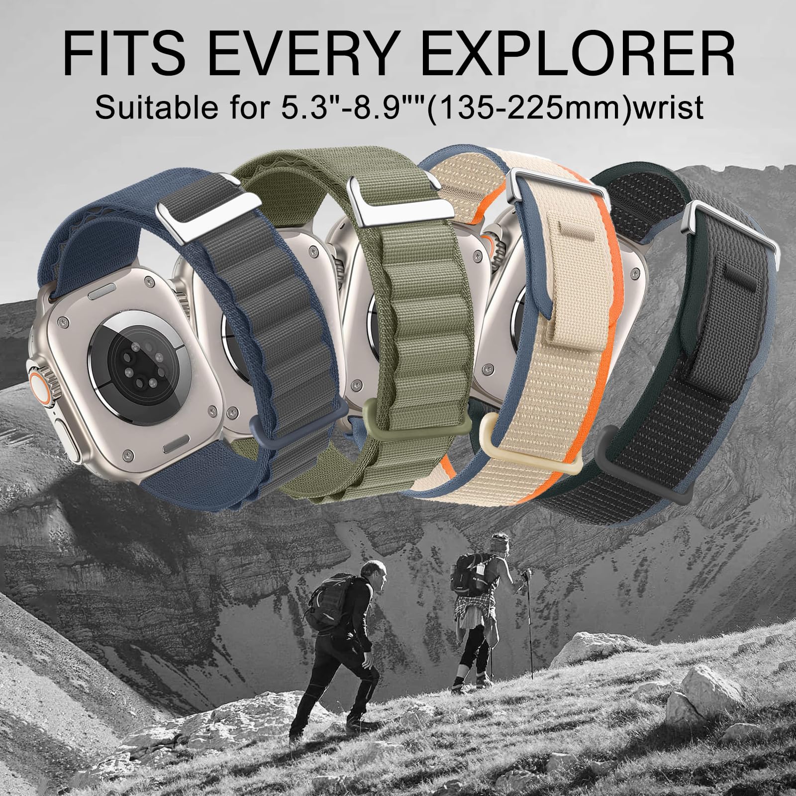 4 Pack Nylon Replacement Bands for Apple Watch Ultra 2/Ultra 49mm 46mm 45mm 44mm - Sport Breathable Trail Loop & Alpine Loop Bands Compatible with iWatch Series 10/9/8/7/6/SE/5/4/3/2 - Perfect for Running, Hiking, Workouts & Everyday Wear