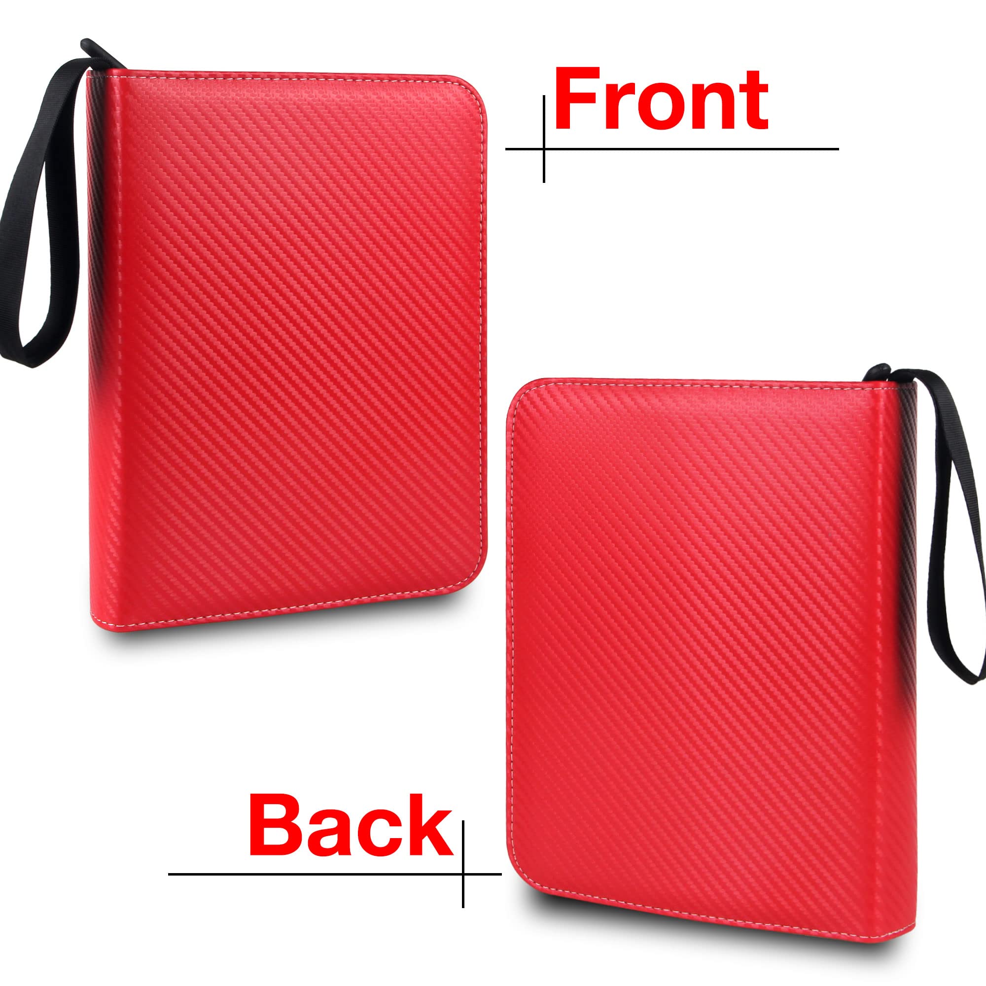 400-Pocket TONESPAC Trading Card Binder Organizer - Premium Card Holder for Baseball, Sports & Coupon Cards | Durable Storage with Secure Sleeves (Stripe Red) | Perfect for Collectors, Tournaments & Home Organization