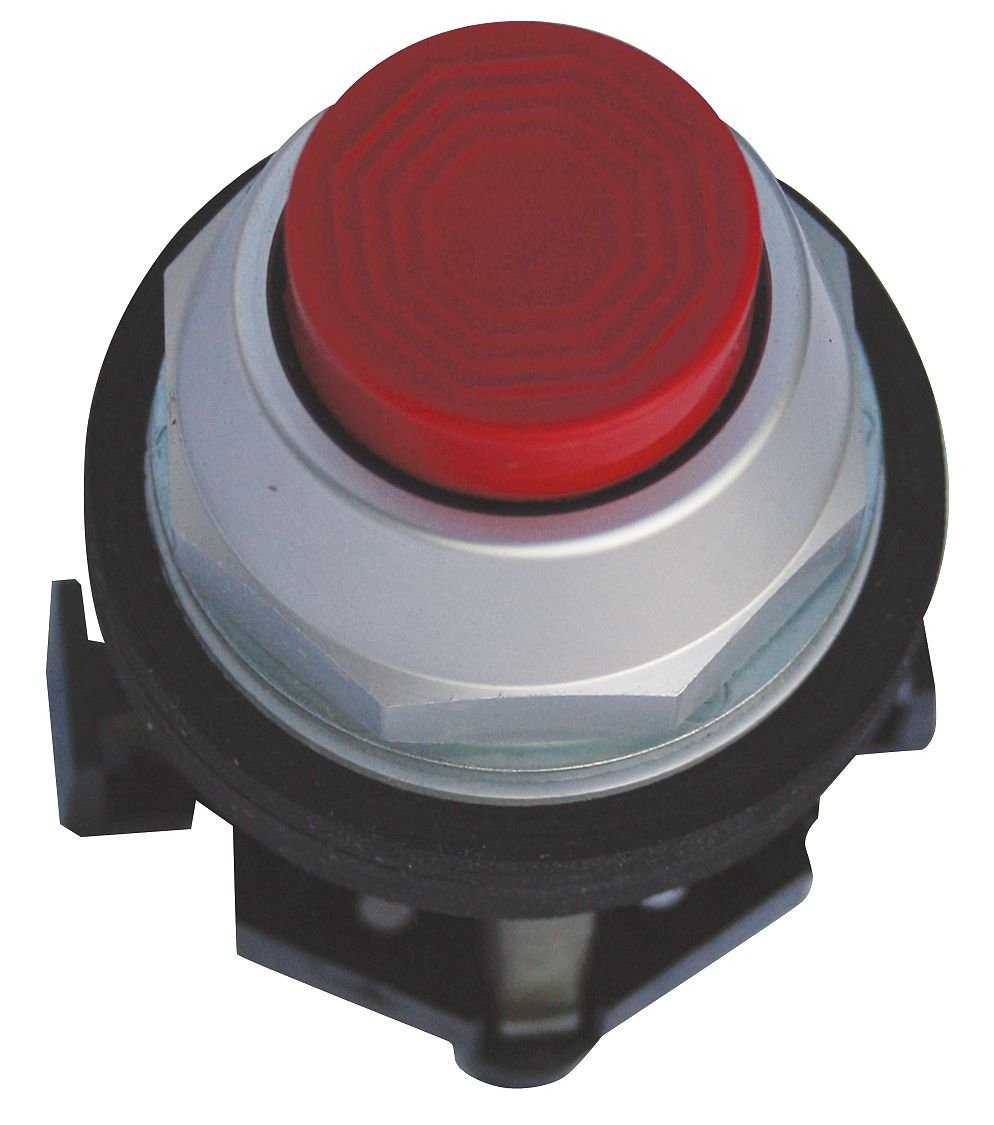 Red Plastic Non-Illuminated Push Button Switch - Durable Electrical Component for Control Panels, Machinery, and DIY Projects
