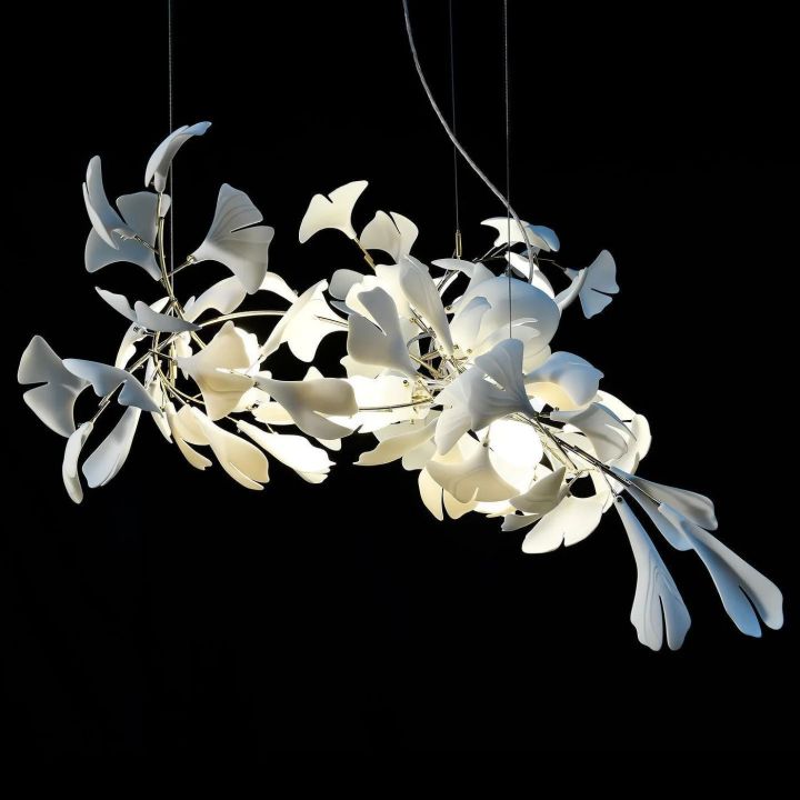 Luxury Ceramic Ginkgo Leaf Chandelier - Elegant Ceiling Light Fixture for Dining Room, Living Room & Bedroom Decor