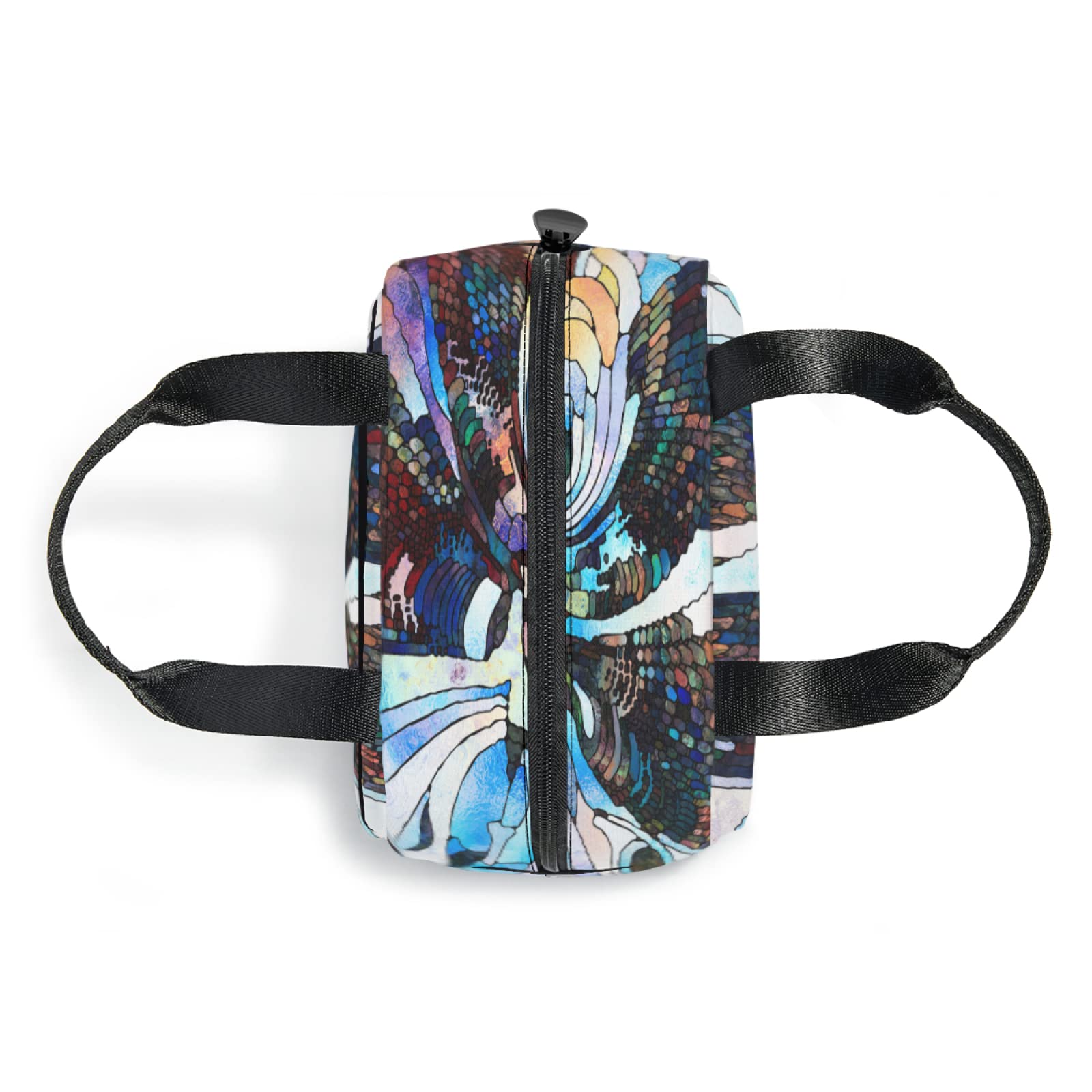 Stained Glass Fragment Illustration Lunch Tote Bag - Insulated Reusable Lunch Box with Front Pocket for Women & Men | Perfect for School, Work, Picnic & Daily Commute