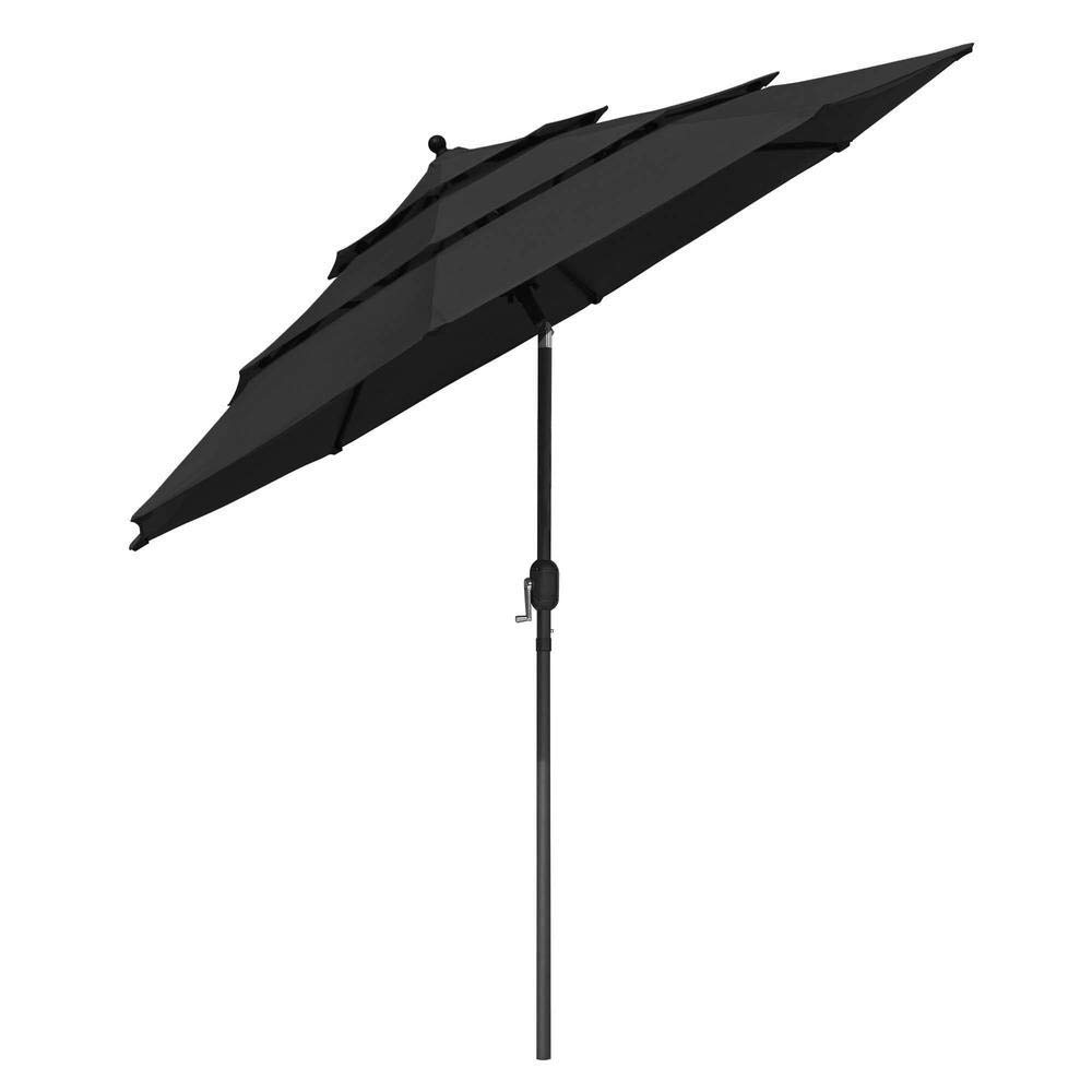 Chi Mercantile 9ft 8-Rib Vented Outdoor Patio Umbrella with 3-Tier Tilt System - Fade Resistant, UV Protection - Perfect for Backyard, Poolside & Beach (Black)