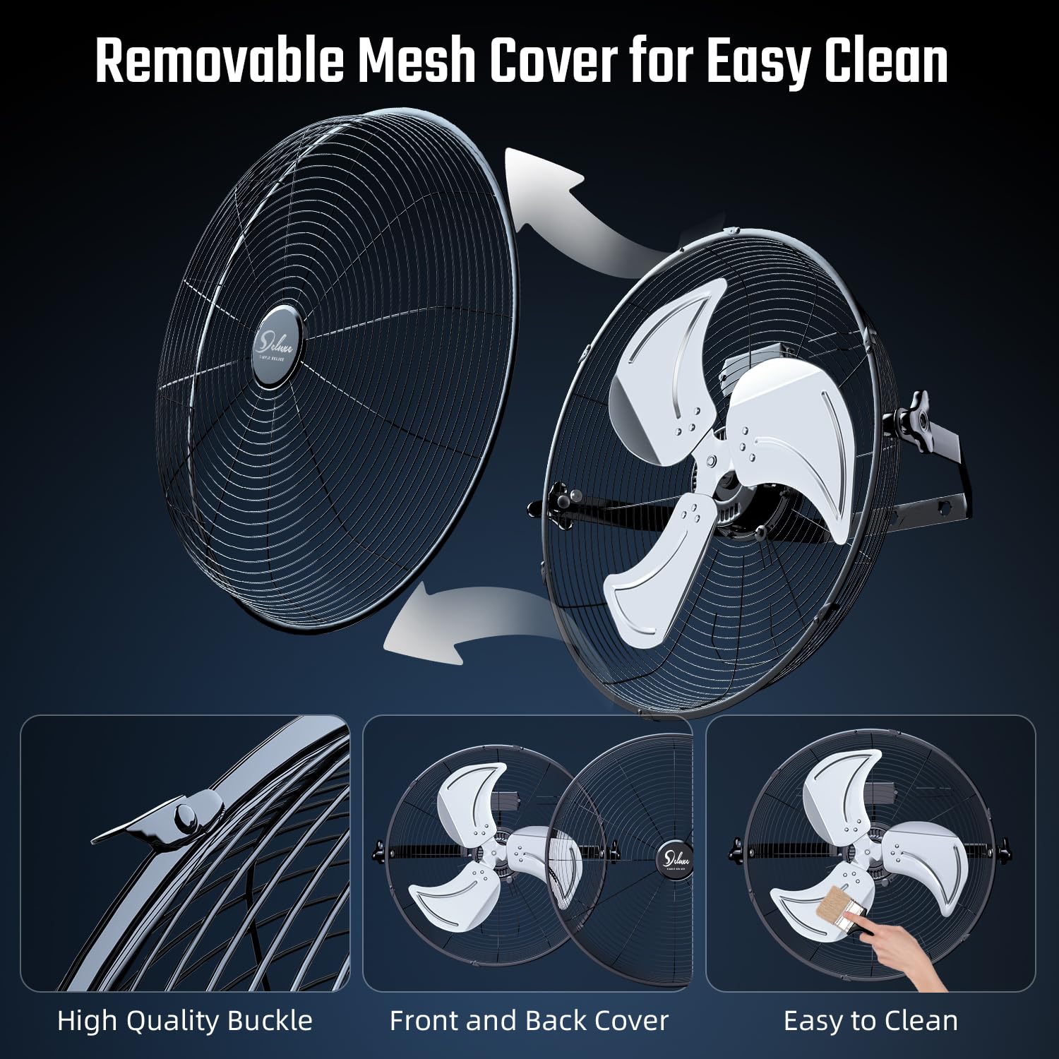 Simple Deluxe 18 Inch Industrial Wall Mount Fan - 3 Speed High Velocity Metal Fan for Warehouse, Greenhouse, Workshop, Patio, Factory & Basement Ventilation | Heavy Duty Cooling for Commercial & Industrial Spaces