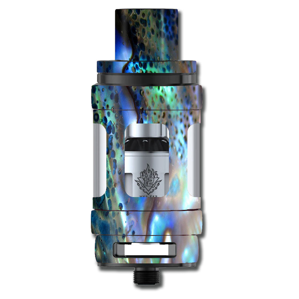 Natural Abalone Pearl Sea Shell Green Blue Smok TFV12 Tank Skin Cover - Stylish Protection for Vape Tanks, Perfect for Vaping Enthusiasts & Cloud Chasers