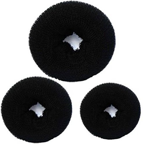 Ekan 3-Piece Hair Donut Bun Maker Set - Soft Foam Hair Accessories for Women (Black, 20g) - Perfect for Updos, Ponytails & Special Occasions