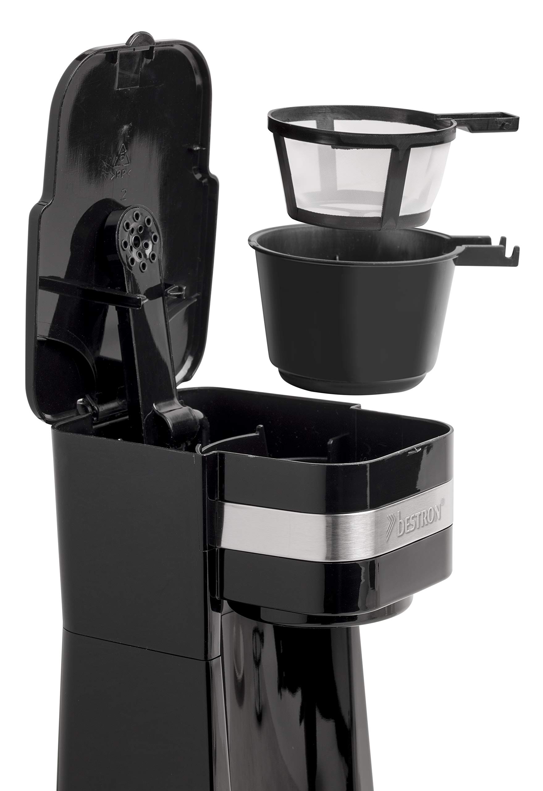 Bestron Stainless Steel Coffee Maker with Thermal Insulated Travel Mug - Perfect for Home, Office & Camping Use