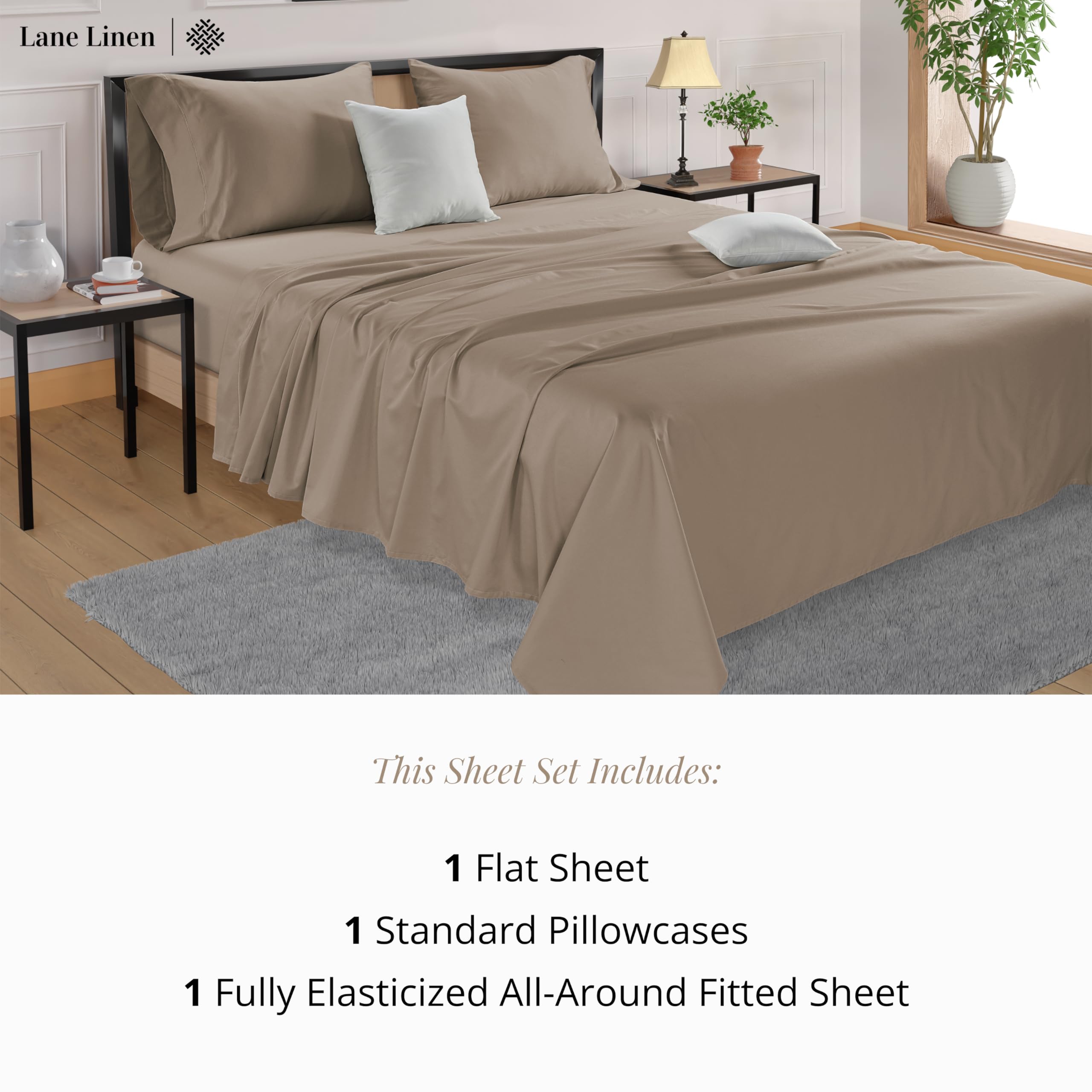 LANE LINEN 600 Thread Count 100% Mercerized Cotton Twin Sheets Set - Ultra Soft & Breathable Bedding, Deep Pocket 15