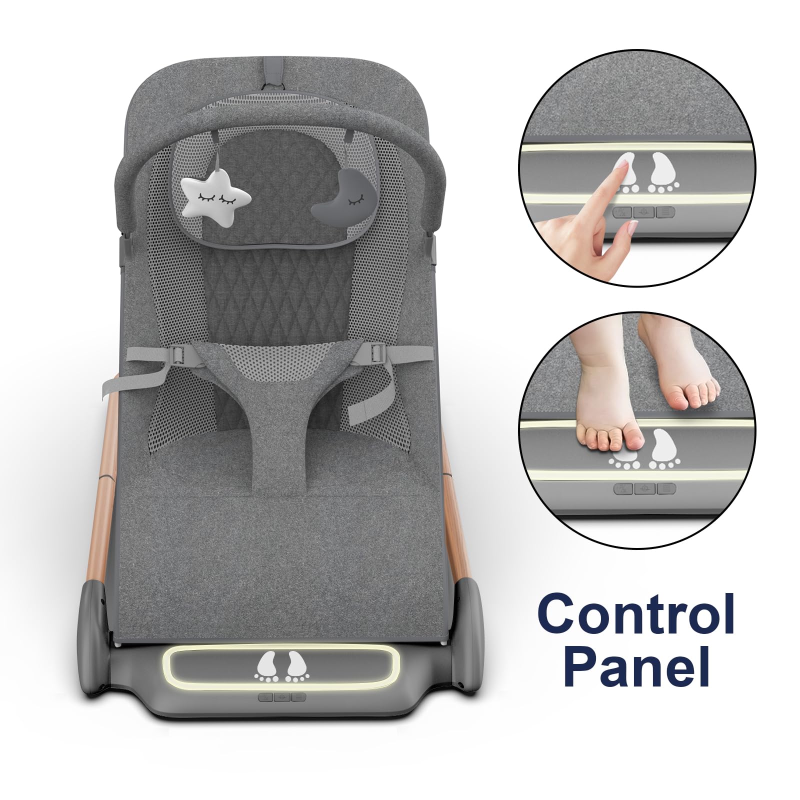 SYCYH Baby Bouncer Seat with Vibration & Music - Portable Infant Bouncer for Newborns 0-12 Months - Includes Removable Toy Bar - Perfect for Soothing, Playtime & Parenting Hands-Free Moments