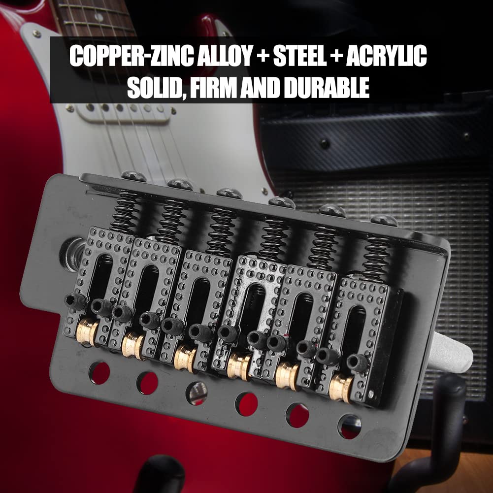 Premium Black Guitar Tremolo Bridge System - Roller Single Locking Vibrato Tailpiece for ST/Stratocaster Replacement | Perfect for Smooth Pitch Shifts & Stable Tuning in Rock, Blues & Metal Performances
