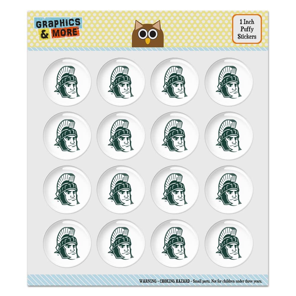 Michigan State Spartans Puffy Bubble Dome Stickers - 50-Piece Scrapbooking & Crafting Decals for DIY Projects, Journals, and School Supplies - Perfect for College Fans, Scrapbooks, and Party Decorations